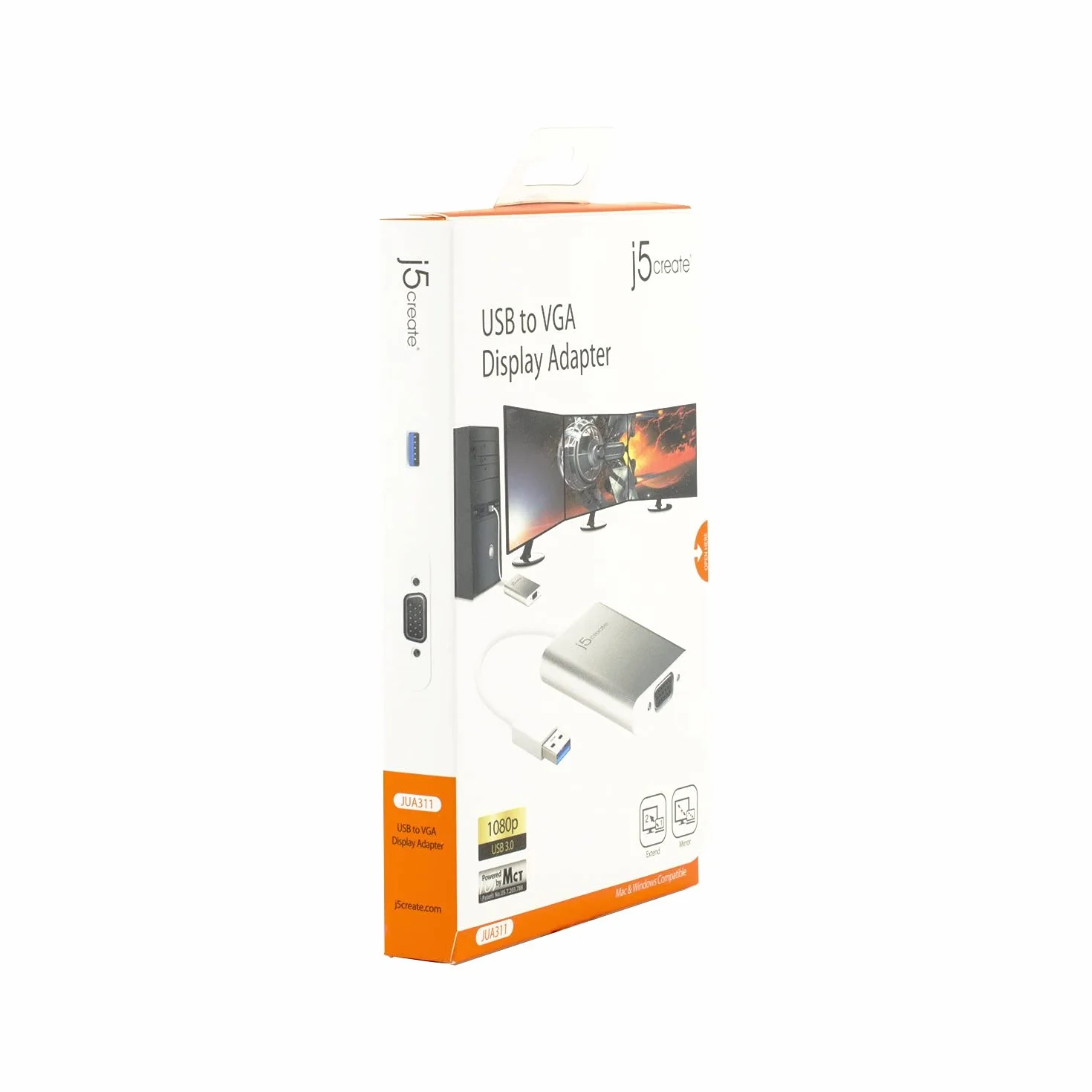 j5create Adapter wyświetlacza USB na VGA 1080p rozdzielczość HD do 2048 x 1152| port USB 3.1/3.0/2.0 | kompatybilny z systemami Windows 10, 8.1, 8,7 i Mac 10.8 do 10.13.3