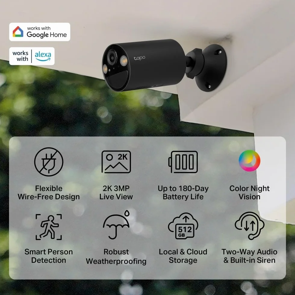 Tapo C411 Bezprzewodowa kamera WiFi 2K 3MP, IP65, kolorowy noktowizor, alarm ruchu, bateria do 180 dni