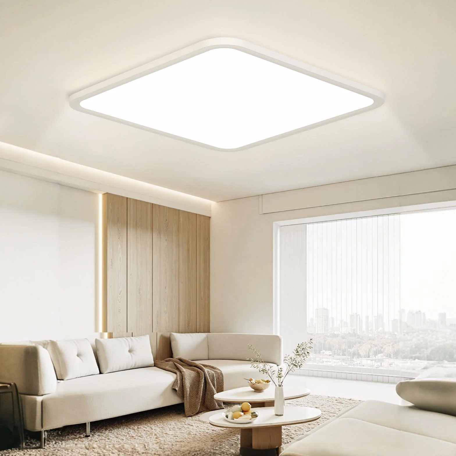 Lampa sufitowa LED 40 cm, 48 W, kwadratowa, nowoczesne lampy sufitowe 4000 K, 4800 lm, wodoodporna lampa sufitowa IP44, do sypialni, łazienki, salonu, kuchni, biura