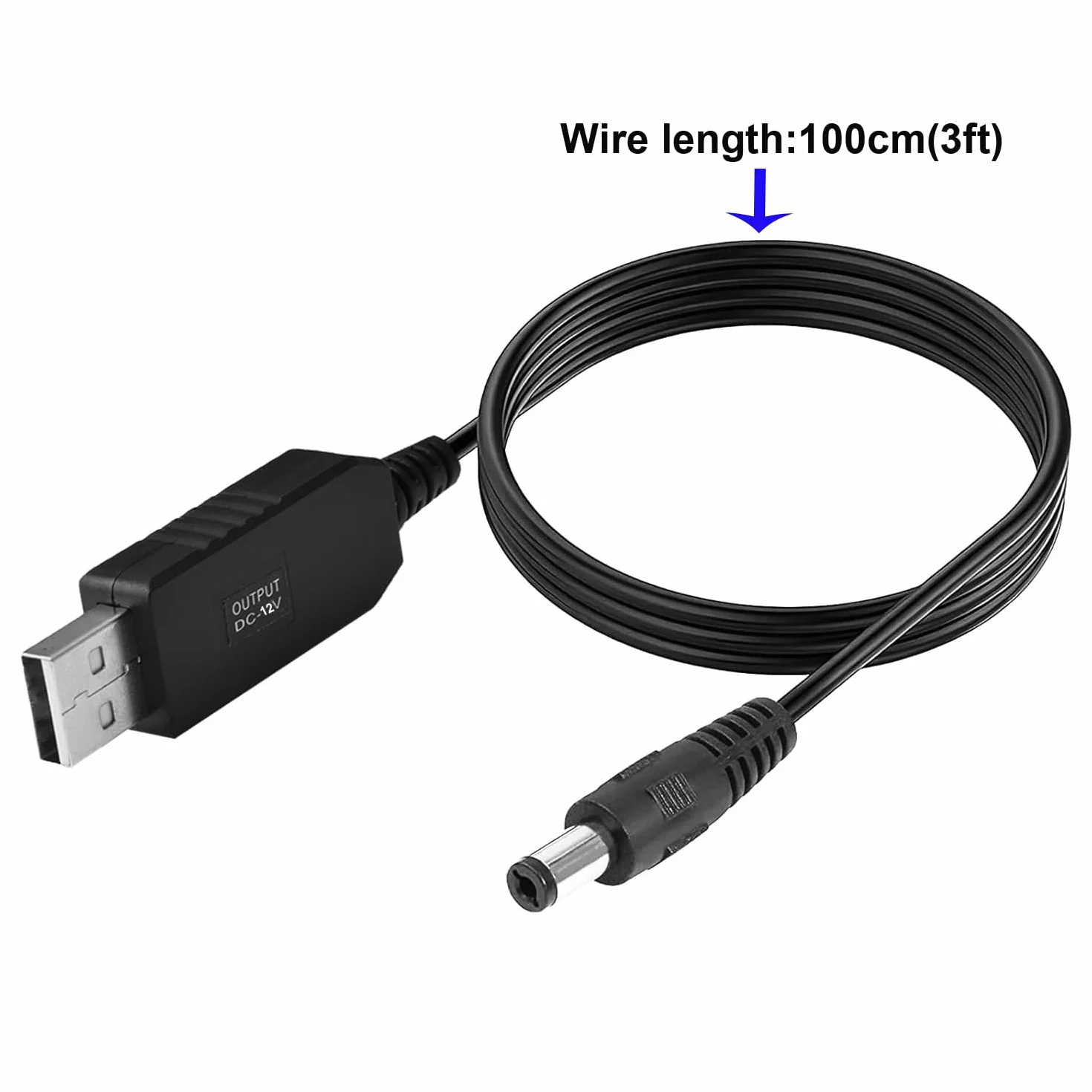 Gebildet Przetwornica Napięcia USB DC 5V do DC 12V,kabel zasilający USB z gniazdem DC 5.5 x 2.5mm lub 5.5 x 2.1mm, kabel USB 5V do DC 12V (100cm)