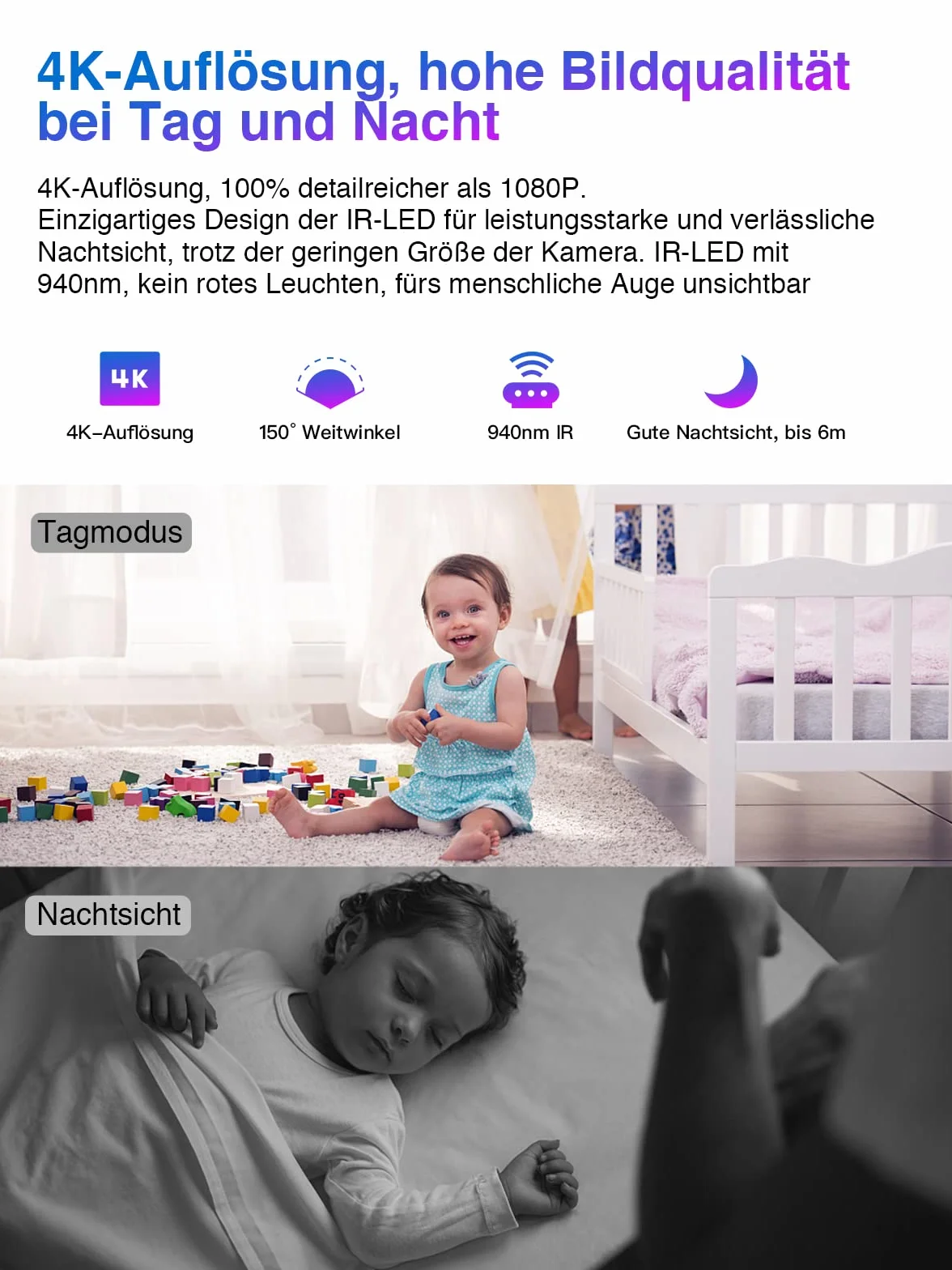 HiKam Mini kamera WLAN 4K HD 2600 mAh IP WiFi do monitoringu