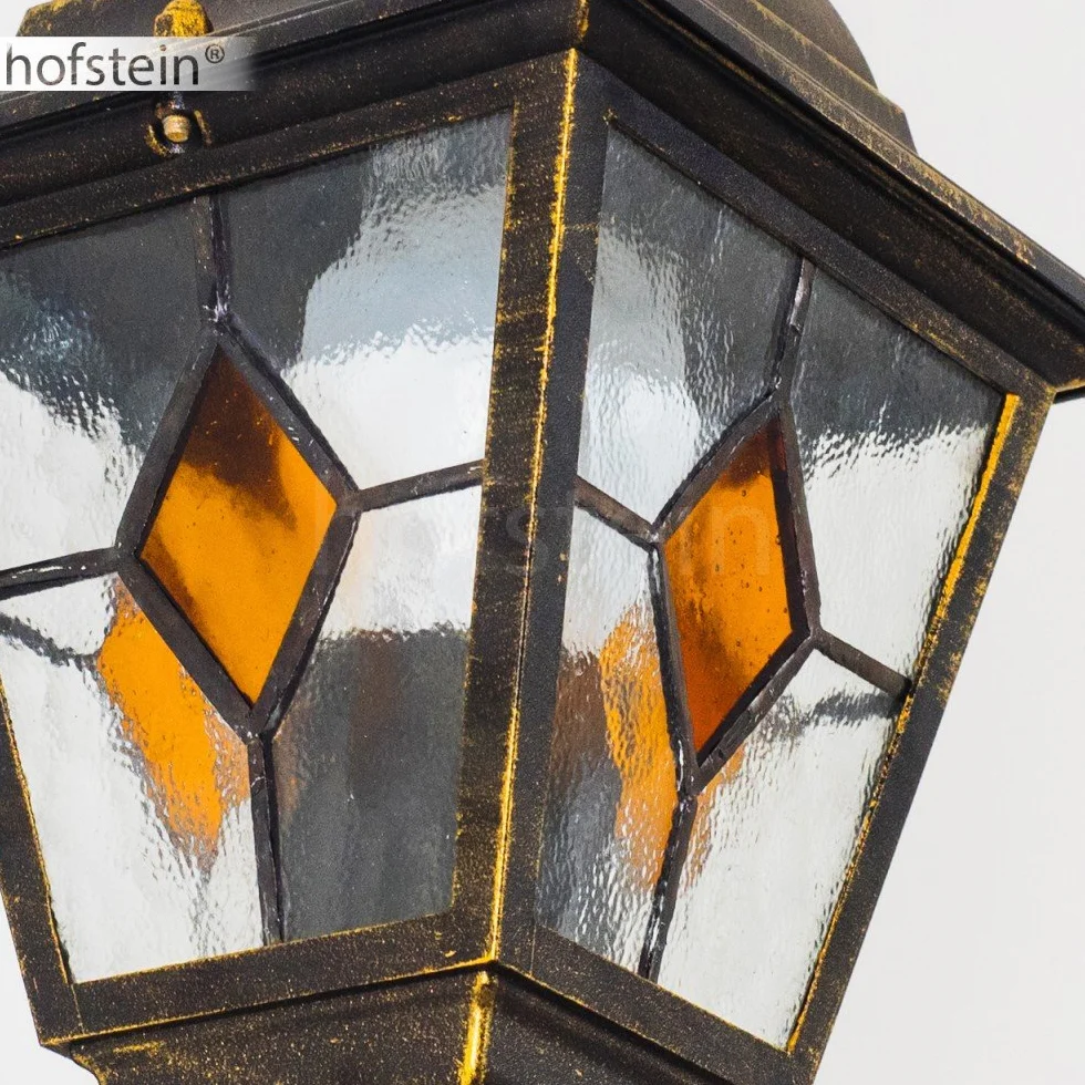 Zewnętrzna lampa ścienna Antibes z czujnikiem ruchu, z odlewu aluminiowego w kolorze brązowym/złotym z przezroczystymi szybami,/podwórko z oprawką E27 w kolorze antycznym, bez żarówek