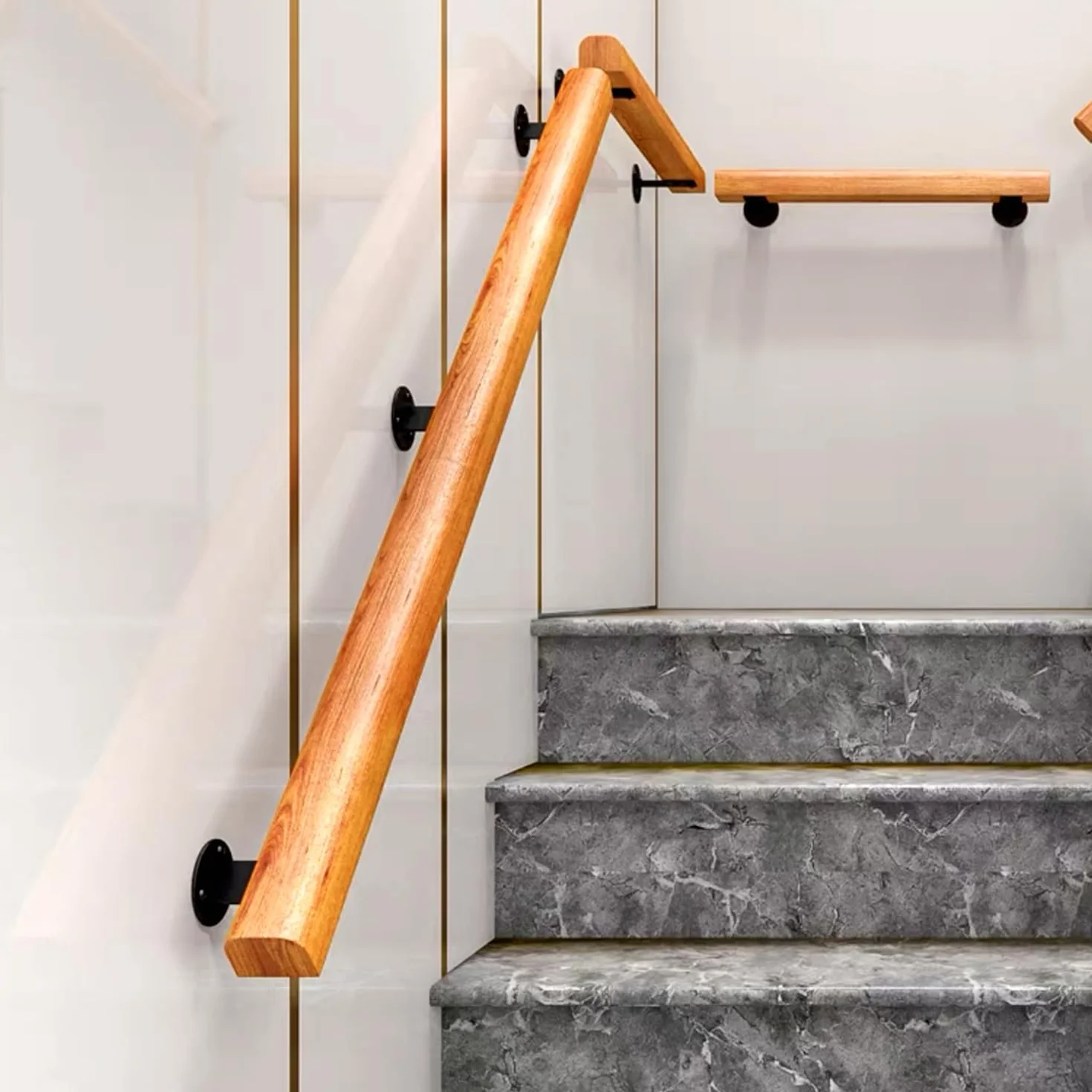 Wspornik poręczy, schody, drewniane balustrady schodowe, wsporniki akcesoriów ściennych, hak ścienny do wewnątrz i na zewnątrz, eleganckie i czarne wytrzymałe wsporniki, 2 sztuki