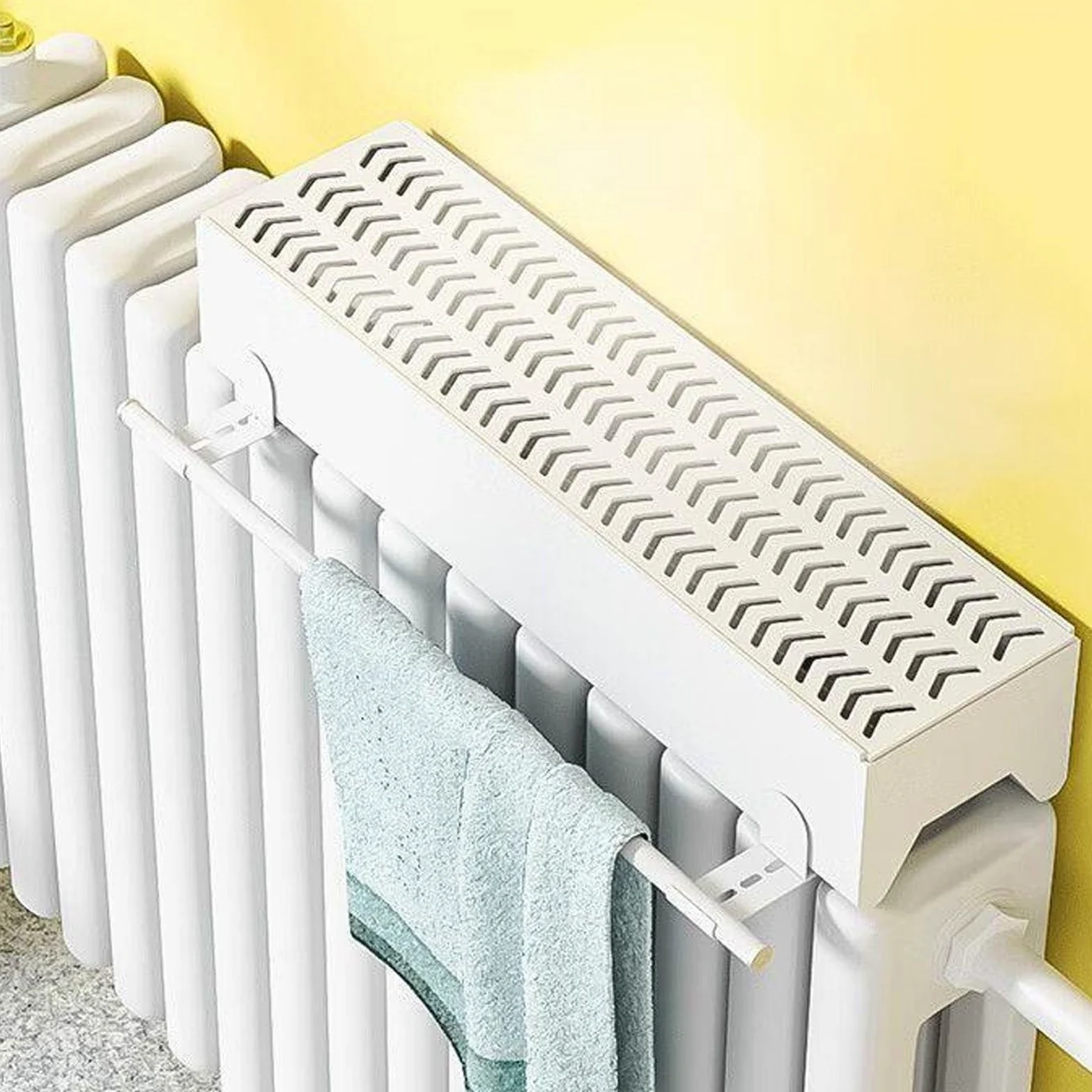 Wiszący nawilżacz chłodnicy, nawilżacz parowy, cichy i naturalny, materiał aluminiowy, z wysuwanym drążkiem do suszenia ubrań, nie wymaga prądu