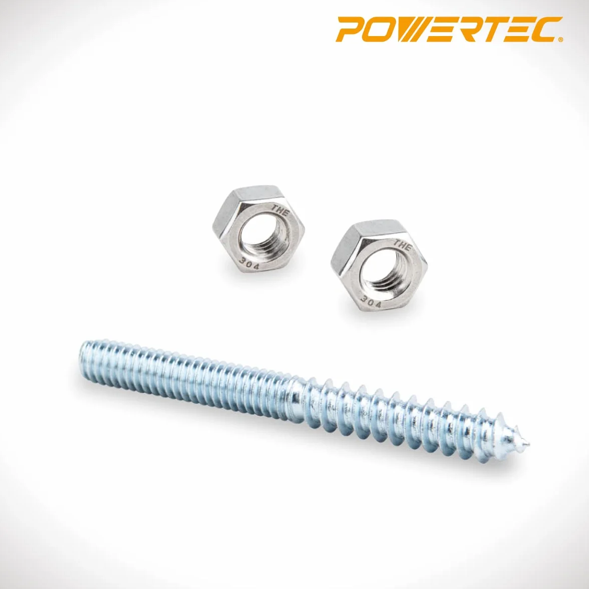 POWERTEC QHB1001 Śruby wieszakowe 5/16-18 x 7 cm, 50 sztuk z 2 szt. Nakrętki sześciokątne do montażu śrub