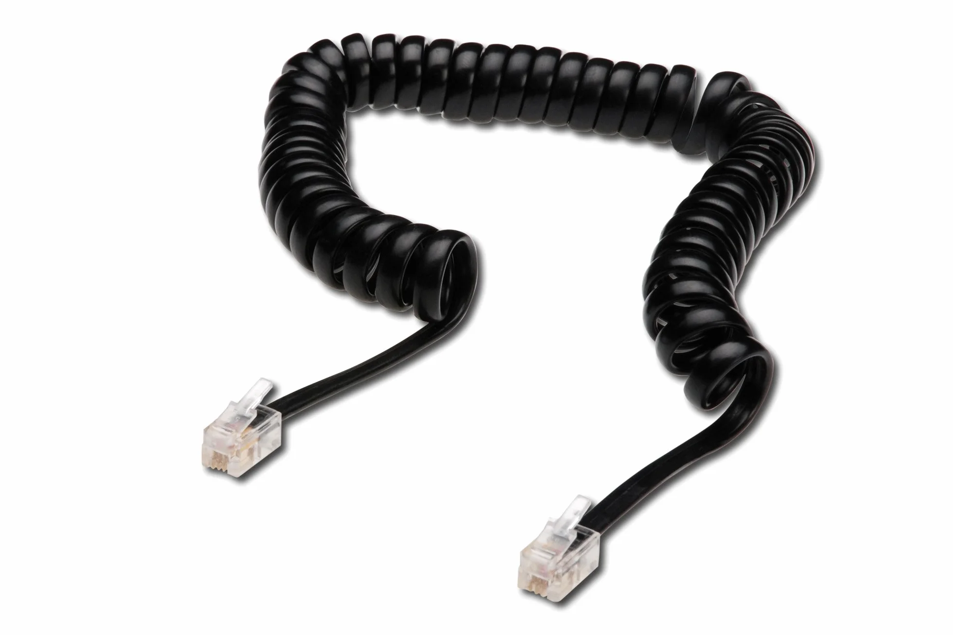 DIGITUS Kabel połączeniowy do słuchawki telefonicznej UAE - RJ10-4-żyłowy - kabel spiralny - długość 2 m - czarny