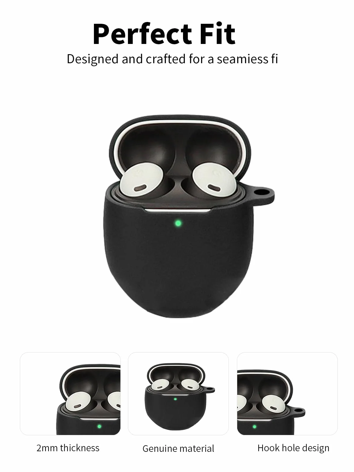 Silikonowe etui ochronne do słuchawek Google Pixel Buds Pro 2 - czarne