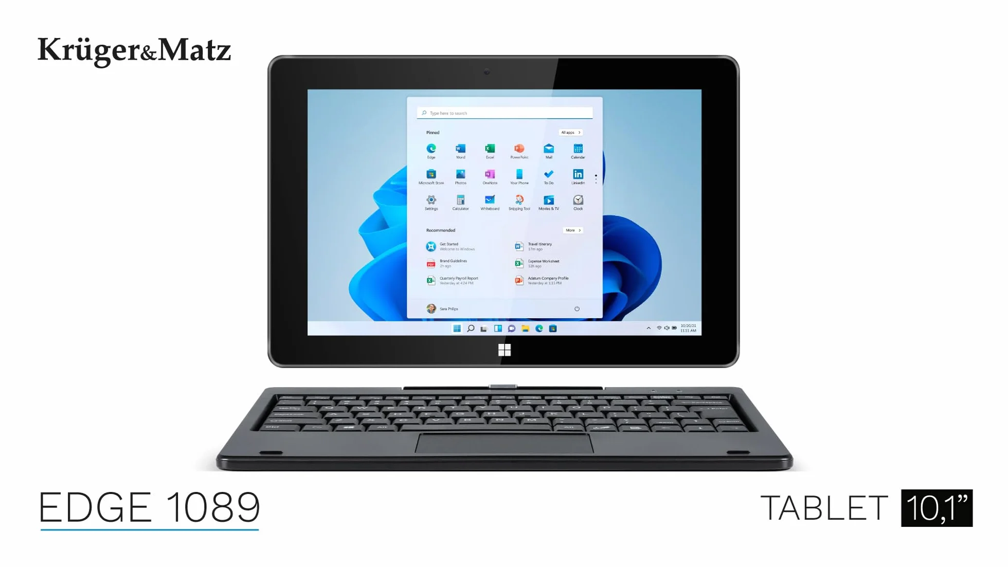 Krüger&Matz Tablet 2in1 EDGE 1089 Przekątna 10,1" HDMI 8/256 GB Windows 11 Pro Klawiatura KM1089.1