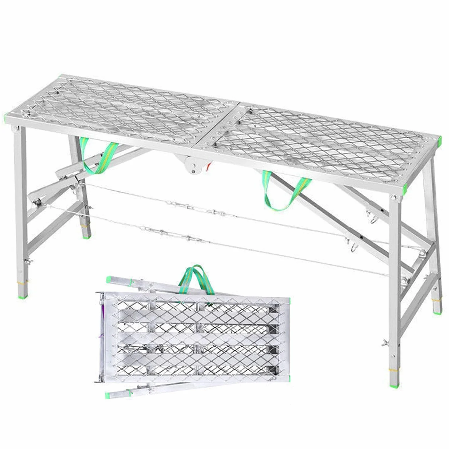 Przenośna składana platforma robocza, rusztowanie, wieża, drabina, stołek, ławka, regulowana wysokość, ocynkowana stal, narzędzie do majsterkowania w domu, 180 cm