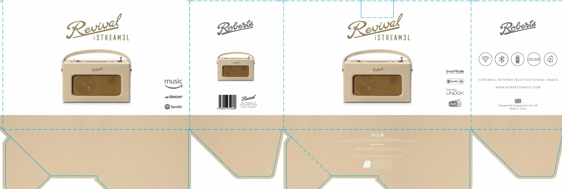 Roberts Revival iStream 3L Dab+ FM Bluetooth WiFi Przenośne Radio Pastel Cream