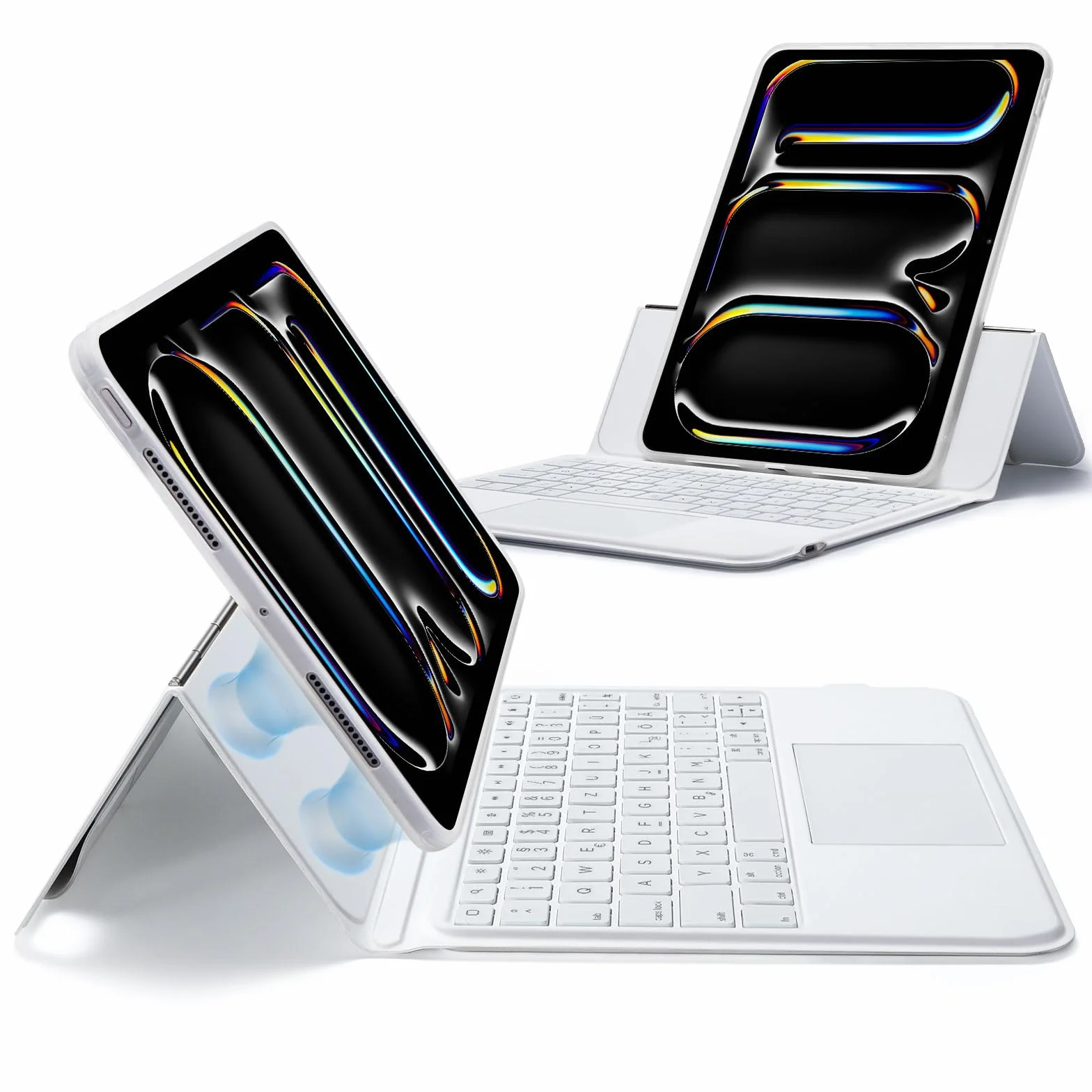 ESR Etui na iPad Pro 11 cali M5/M4 2025/2024, klawiatura z gładzikiem magnetyczna podświetlana, stojak poziomy biały