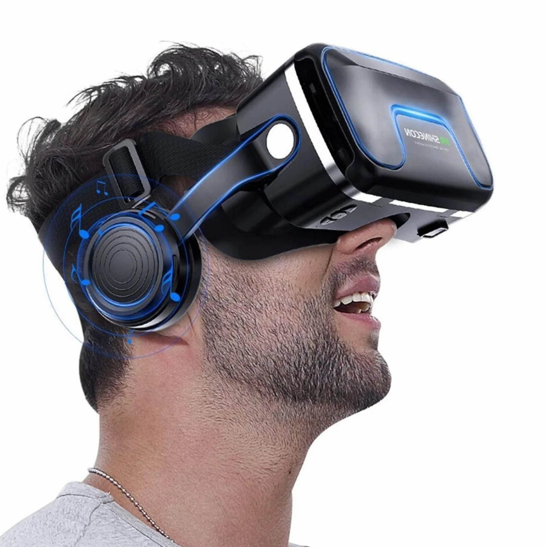 Okulary wirtualnej rzeczywistości Zestaw VR z słuchawkami dla smartfonów 5-7.2" czarny