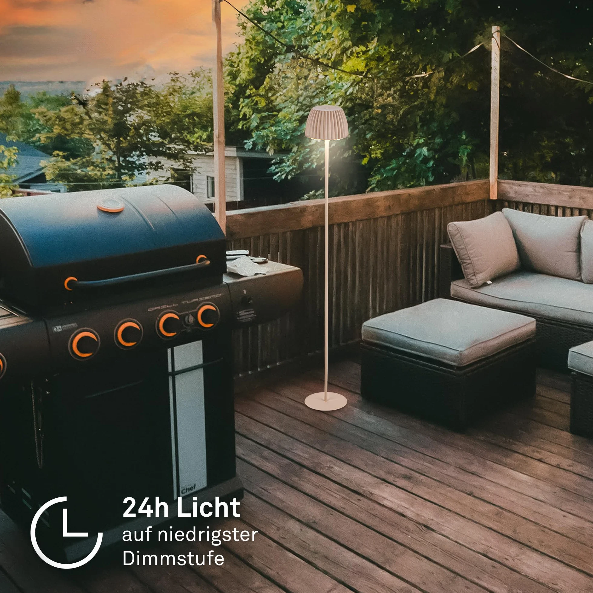 BRILONER - Riffle lampa stojąca LED, bezprzewodowa, IP44, dotykowa, możliwość ściemniania, funkcja pamięci, wymienna bateria, lampa stojąca na baterie, lampa do czytania, lampa do salonu, niemiecki