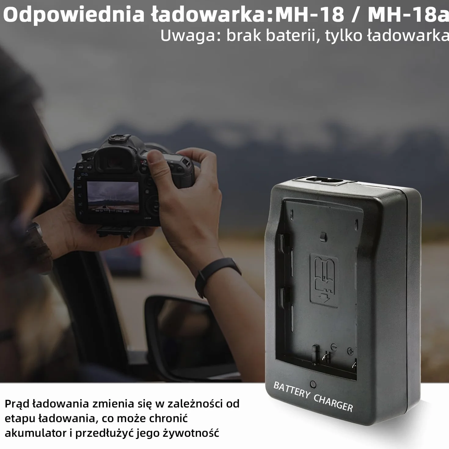 MH-18/MH-18a/MH-19 Ładowarka do baterii aparatu fotograficznego dla baterii EN-EL3/EN-EL3a/EN-EL3e Kompatybilna z Nikon D90 D300 D300s D700 D200 D80 D70 D70s D50 D100 D100LS aparatem
