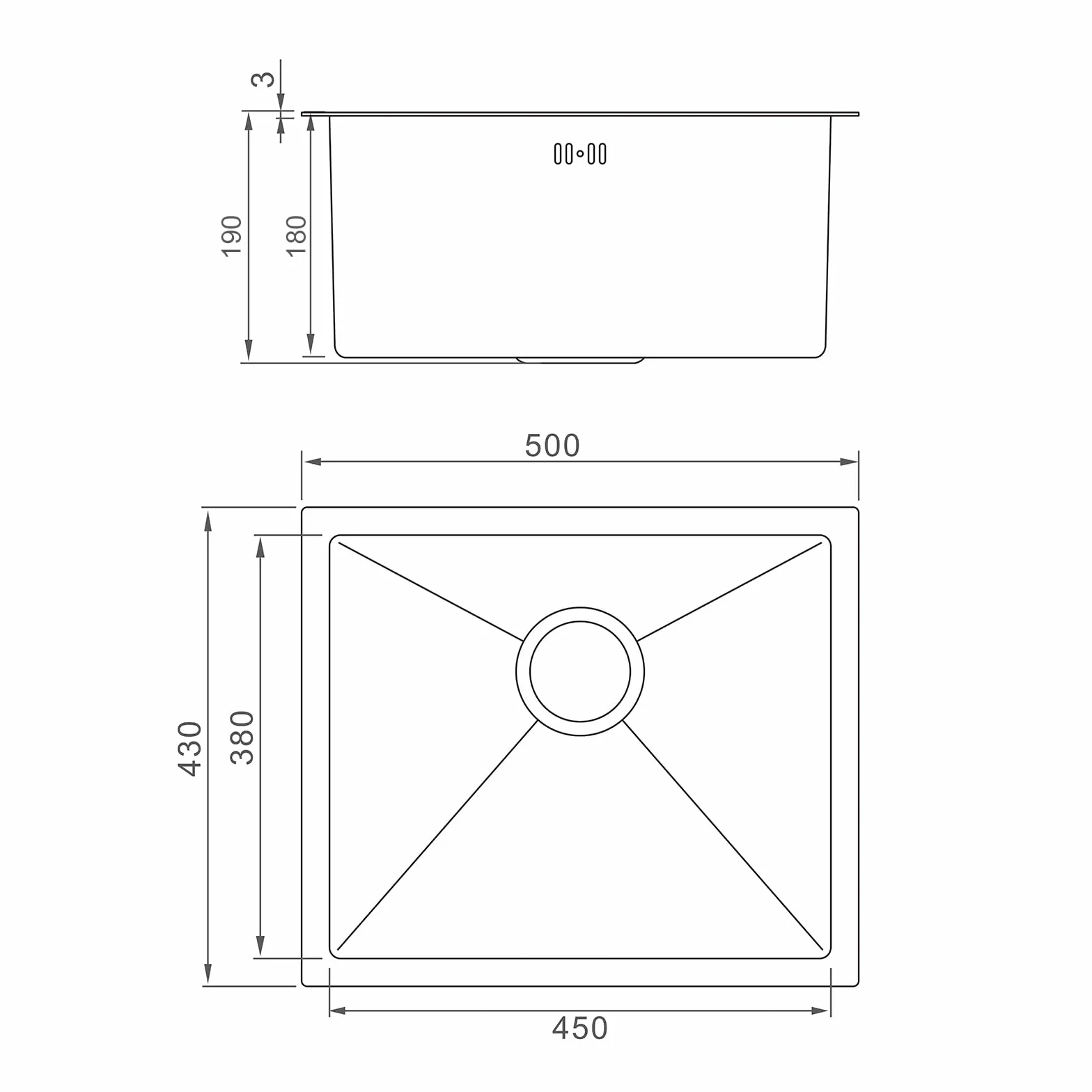 Ibergrif M85043 Zlewozmywak kuchenny ze stali nierdzewnej 50x43 cm Undermount Topmount pojedyncza miska