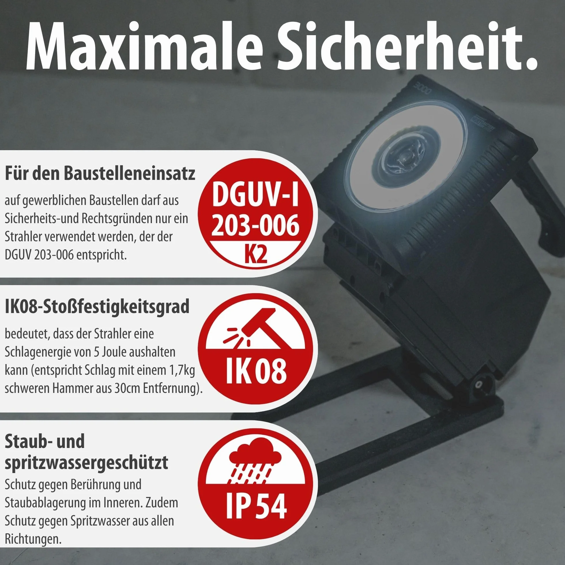 Brennenstuhl Professional Multi Battery LED Lampa ręczna HL 3000 / lampa robocza 1140 + 2160lm (20W, IP54, kompatybilny z akumulatorami 18V od 10 różnych producentów, Engineered in Germany)
