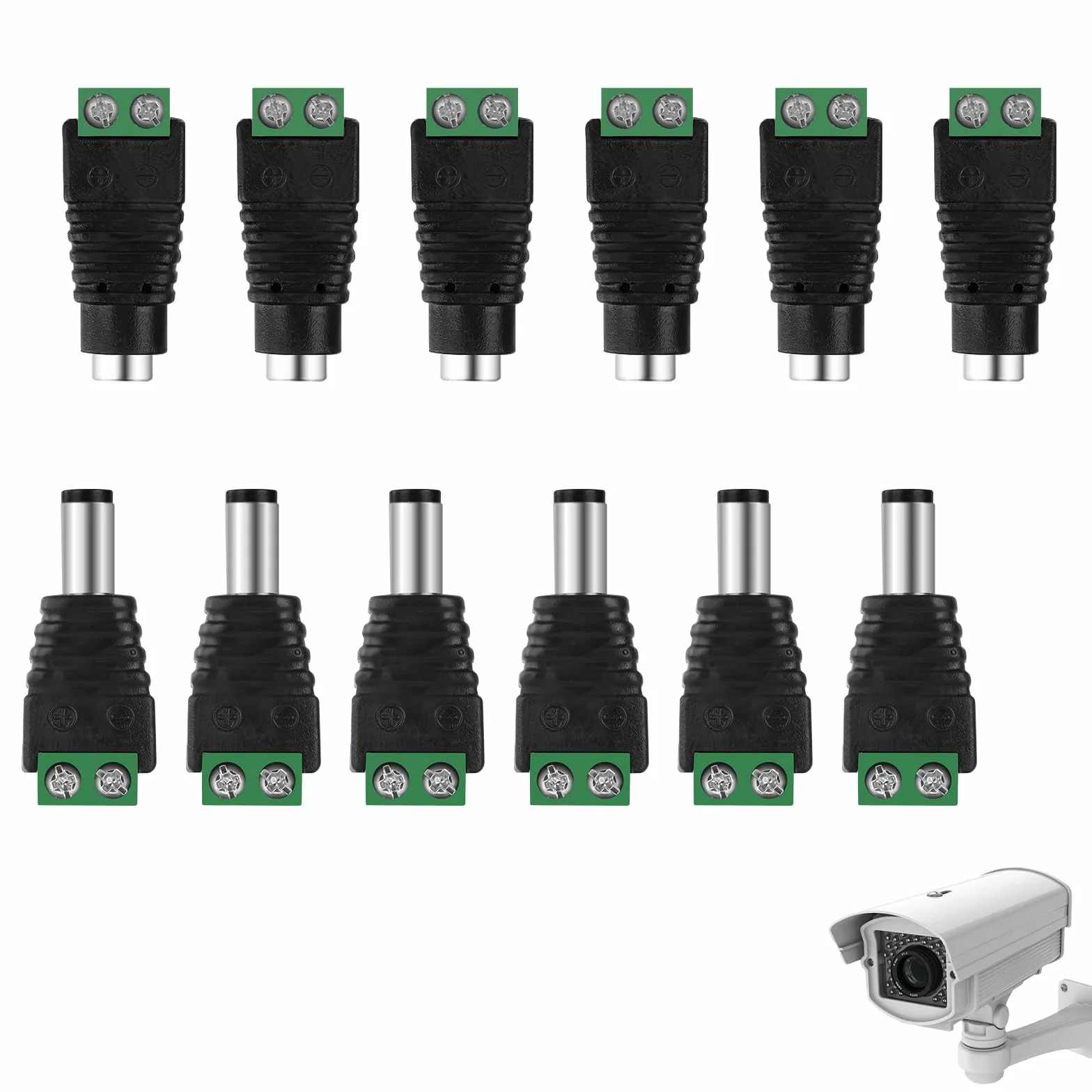 AXFEE 12 sztuk DC 5,5 mm 2,1 mm wtyk DC adapter Plug Jack Connector do kamery CCTV LED