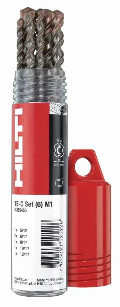 Hilti 2224211 Zestaw 6 wierteł spiralnych M1 do TE-C SDS Plus (1x5/12, 2x6/17, 1x8/17, 1x10/17, 1x12/17, 1x12/17, akcesoria do wiertarek)