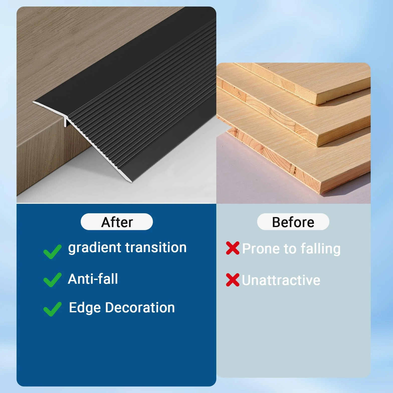 aluminiowe listwy przejściowe podłogowe, 0,9m x 10cm Samoprzylepne profilowane listwy przejściowe z regulacją wysokości 8-40 mm, listwy przejściowe podłogowe do laminatu, płytek, drewna