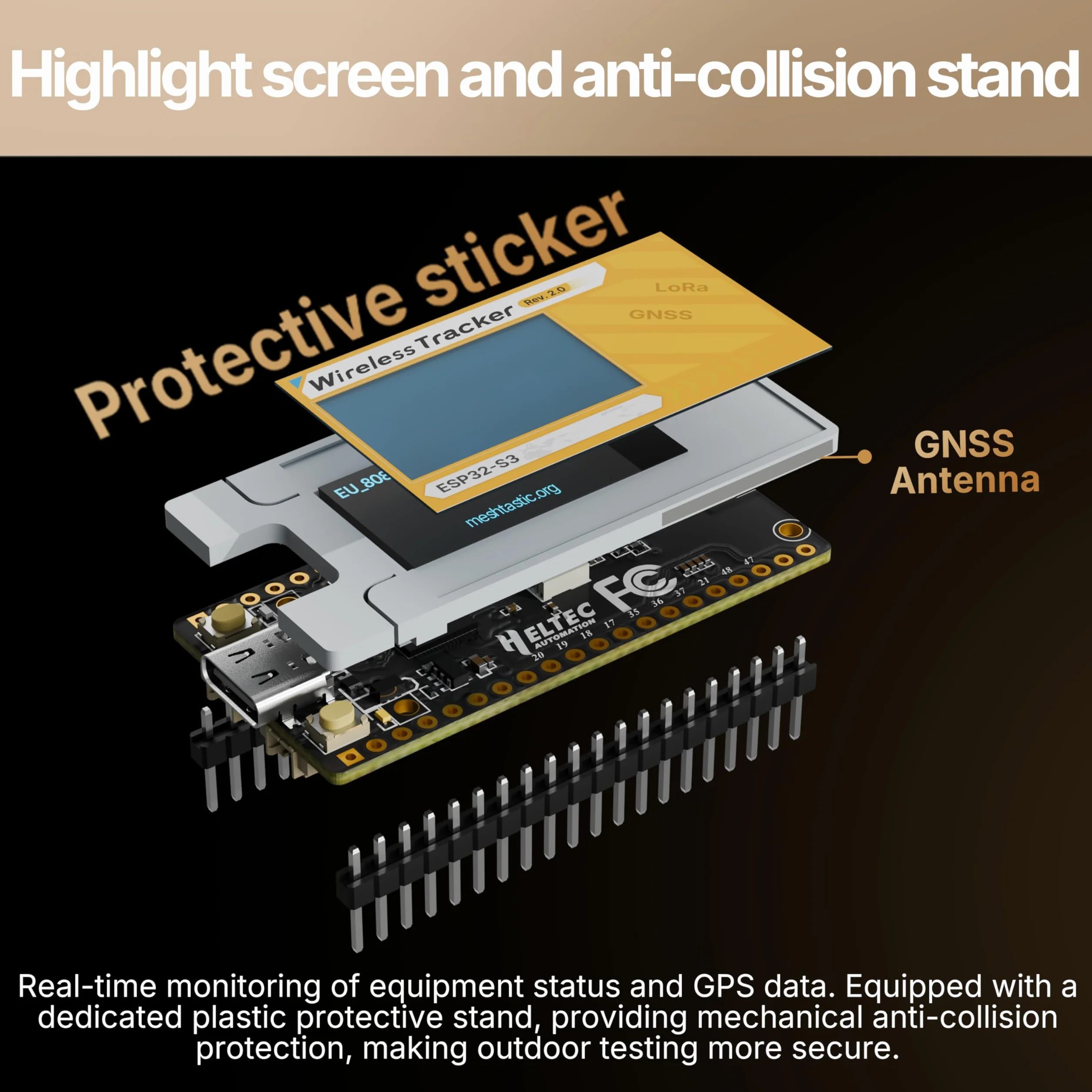 Heltec ESP32 bezprzewodowy tracker V2 ESP32-S3 LoRa Mesh Node 28dBm SX1262 GPS GNSS Arduino LoRaWAN
