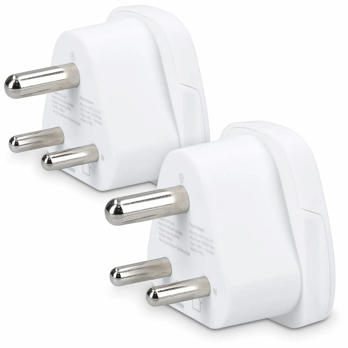 kwmobile 2 x adapter podróżny typu D - 2x uniwersalny adapter wtykowy - złącze India Sri Lanka - Złącza wtykowe białe