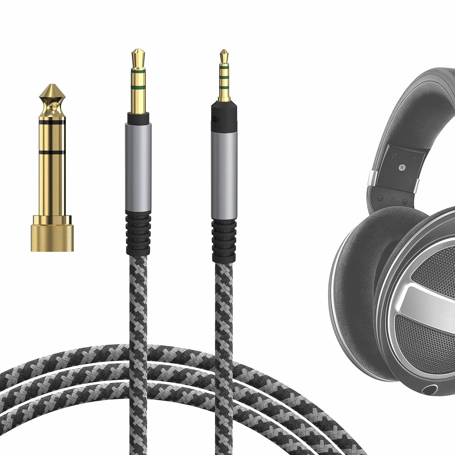 Geekria Kabel Audio Zamienny Pleciony Nylonowy 1/8" (3,5 mm) na 2,5 mm 5,6 ft/1,7 m do Sennheiser HD 620S