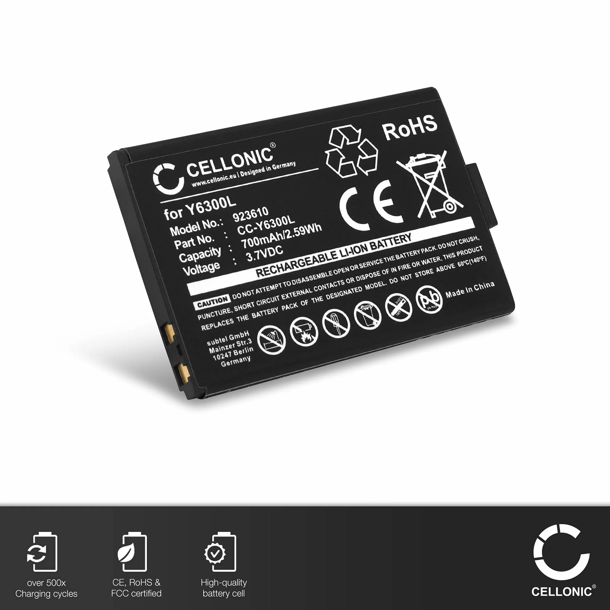 CELLONIC® Bateria Y6300L 700mAh Kompatybilny z TORC Blinc G2, Oneal, RF-730, RF710, RS-980, RT-712, RX-960, V200, VCAN