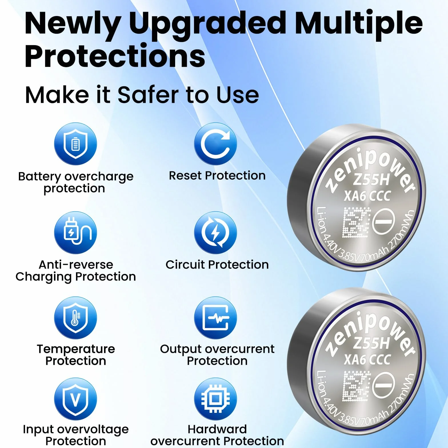 2 sztuki baterii Z55H, nowe ulepszenie z 2024 roku, kompatybilne z WF-1000X WF-1000XM4 WF-1000XM3 WF-SP900 WF-H800 WF-SP700N WF-XB700 WF-C700N WF-C500 WI-SP600N WI-C600N Z narzędziem klejącym 3,85V