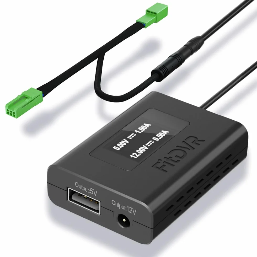 Adapter zasilania (3-Pin) do Volvo, Polestar2 (XC60 XC40 S60 V60 C40 S90 XC90 V90 itp.) Wyświetlacz LED Zasilanie USB, Podłącz do lusterka tylnego, wyjście 5V 12V, Łatwe w instalacji, D3-015