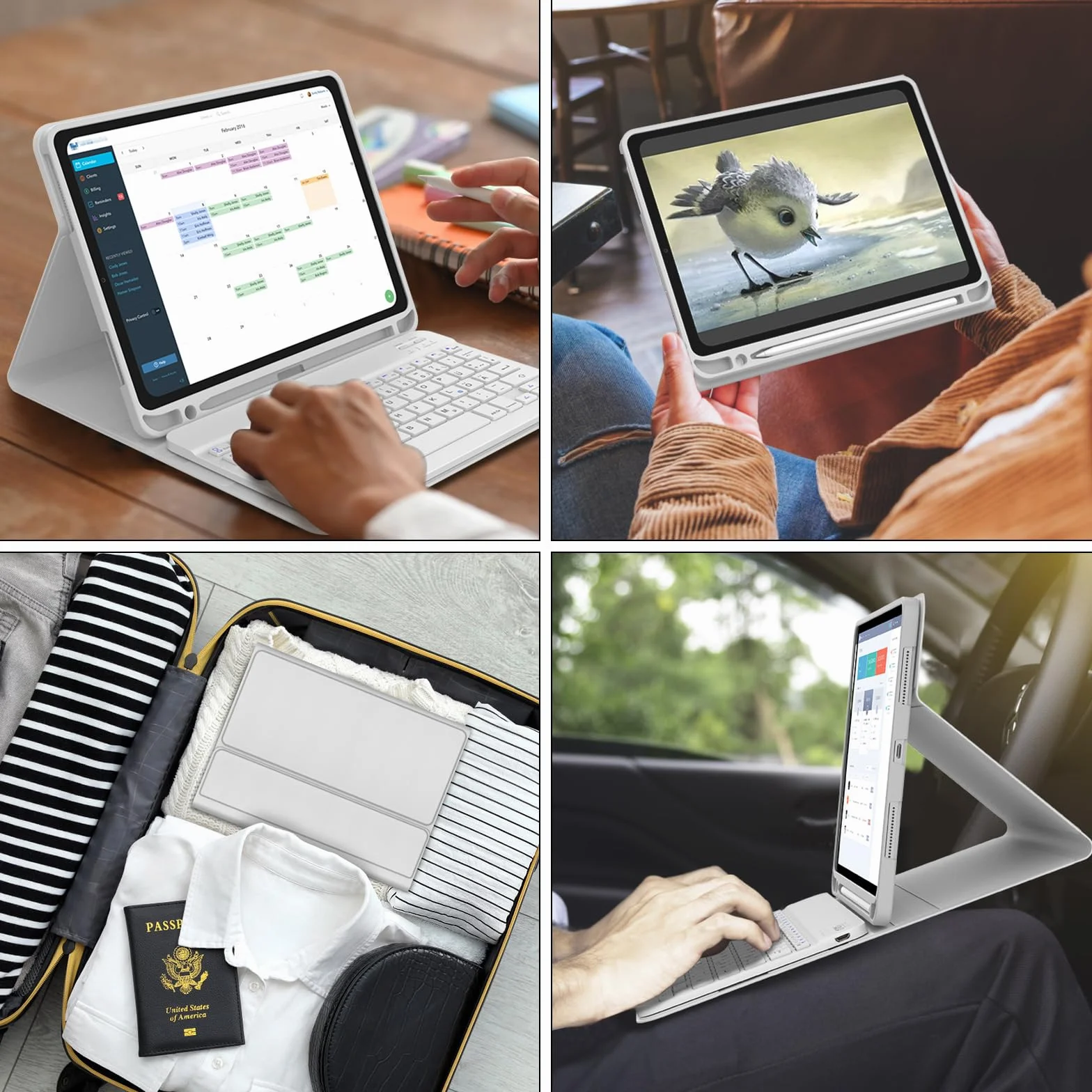 SENGBIRCH Etui z klawiaturą do iPad 10. generacji 10.9" Bluetooth QWERTZ jasnoszare