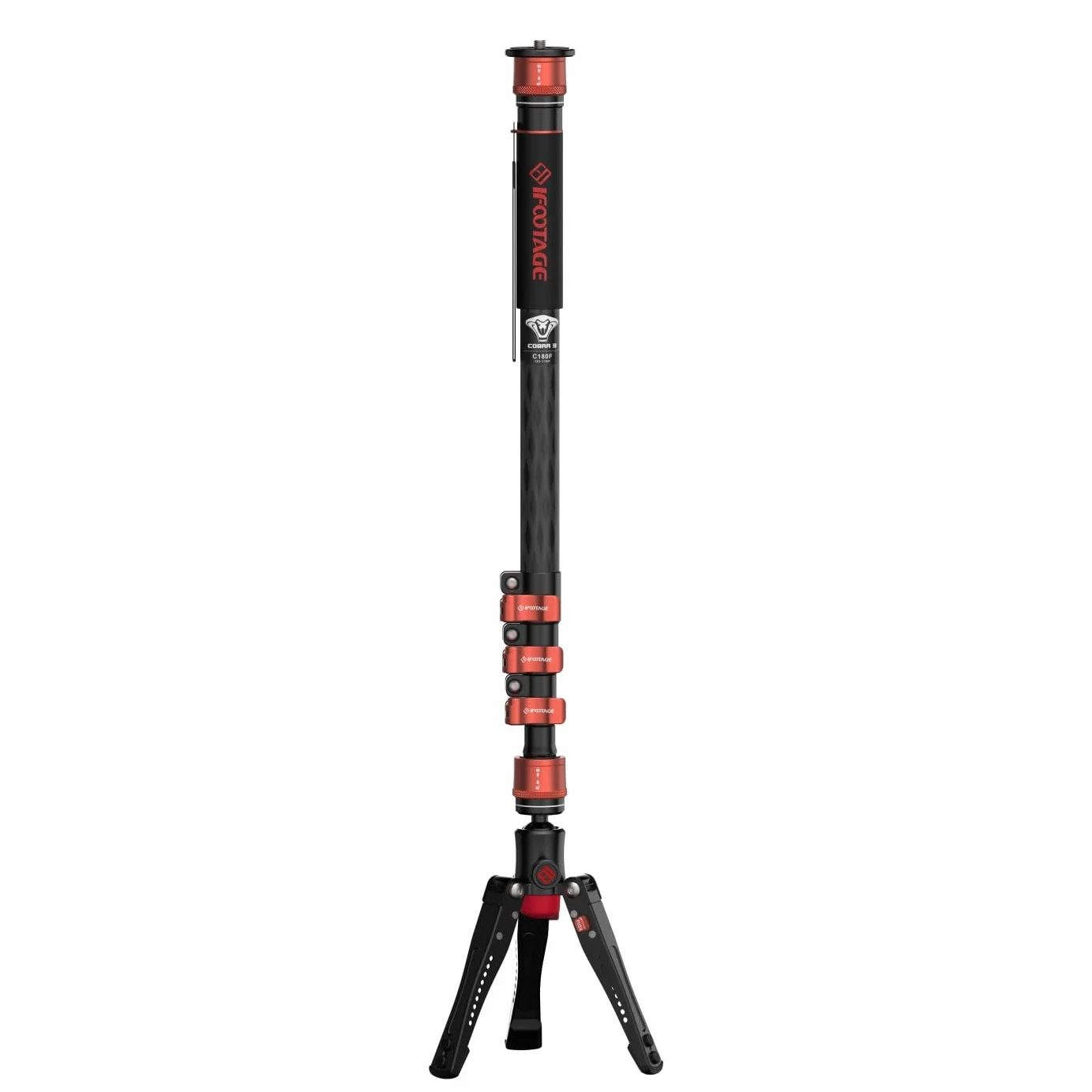 IFOOTAGE Cobra 3 C180F monopod z włókna węglowego 3 w 1 teleskopowy statyw do lustrzanek i kamer 180 cm