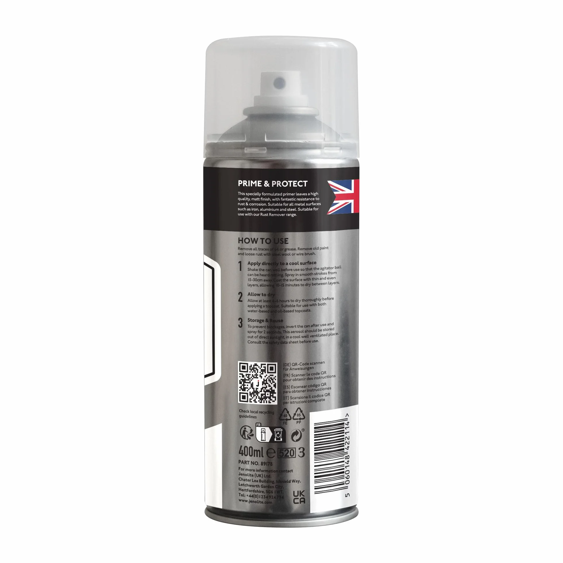 JENOLITE Antyrdzawny podkład aerozol - biały - 400 ml (wysoka wydajność ochrona przed rdzą i korozją)