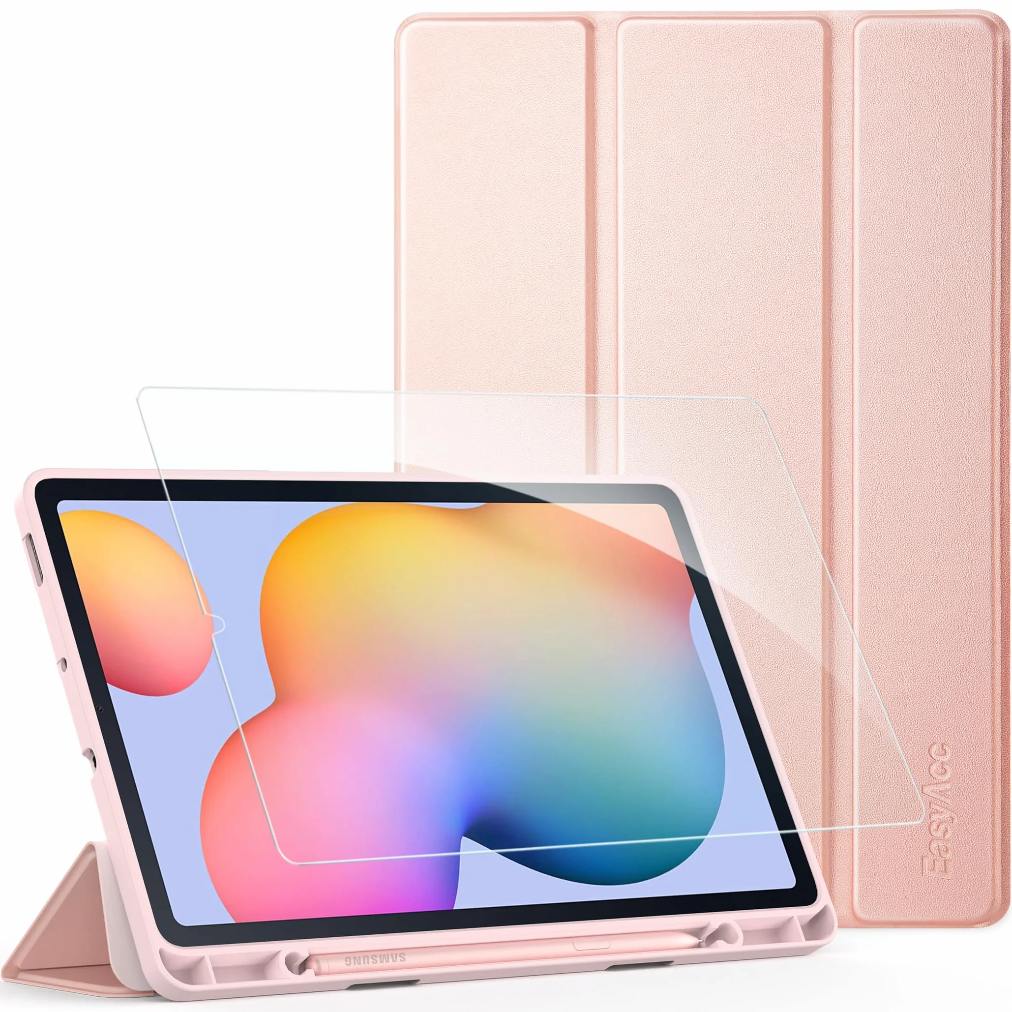 EasyAcc Etui do Samsung Galaxy Tab S6 Lite 10,4 cala z folią ochronną i uchwytem S Pen różowe złoto