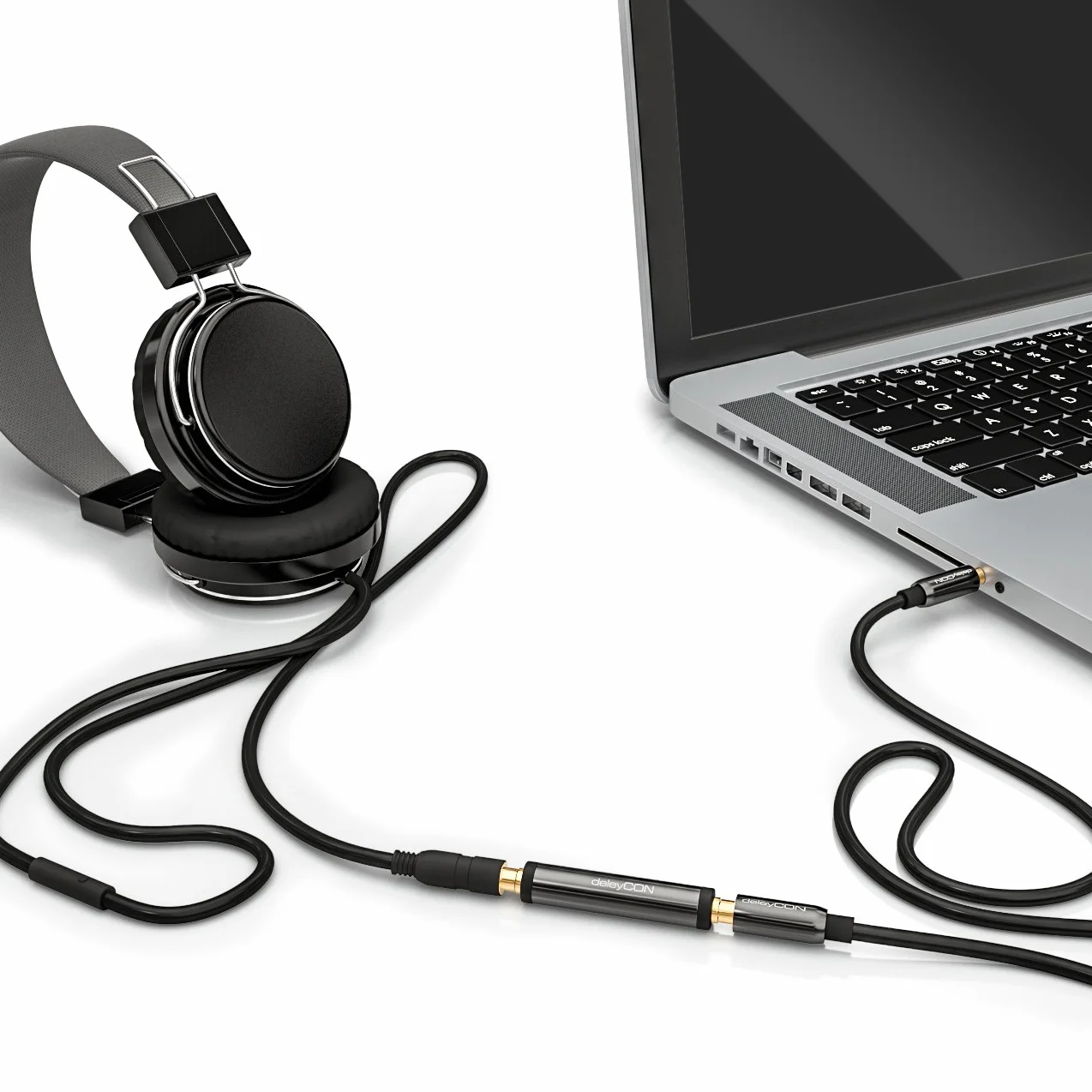 deleyCON Adapter Stereo Audio Cinch - Gniazdo Cinch 3,5mm do Wtyczki 3,5mm - Metal - Pozłacany - Czarny