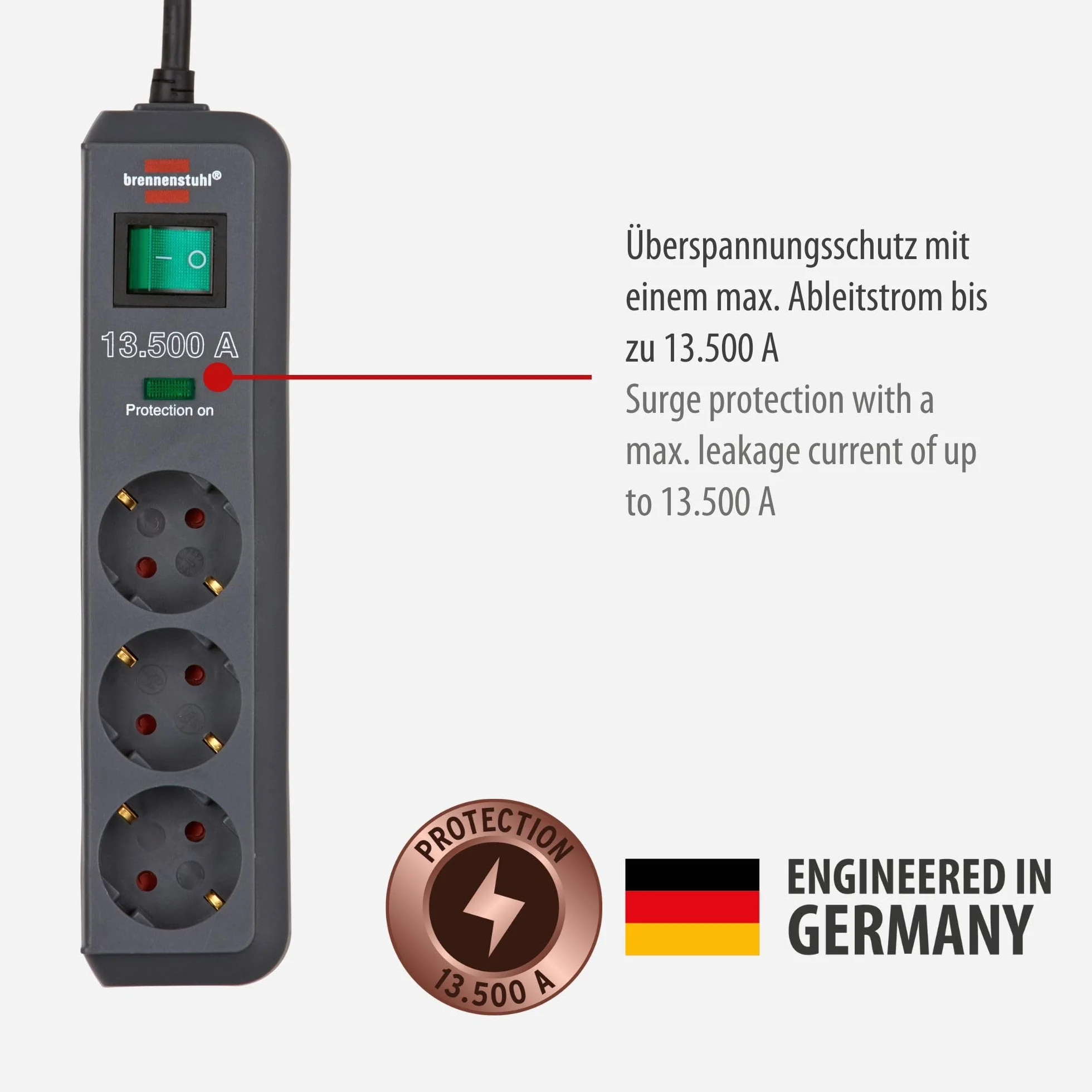 Brennenstuhl Eco-Line - Überspannungsschutz - 3 Ausgangsstecker