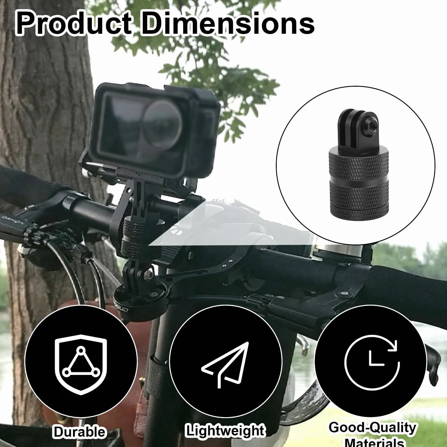 Adapter do Mocowania Statywu Kamery Sportowej, Aluminiowy Uchwyt Kamery 1/4 Cala 20 z Obrotem 360 Stopni Kompatybilny z Kamerami Hero 13/12/11/10/9/8/7 DJI Action 6/5 Pro/4/3