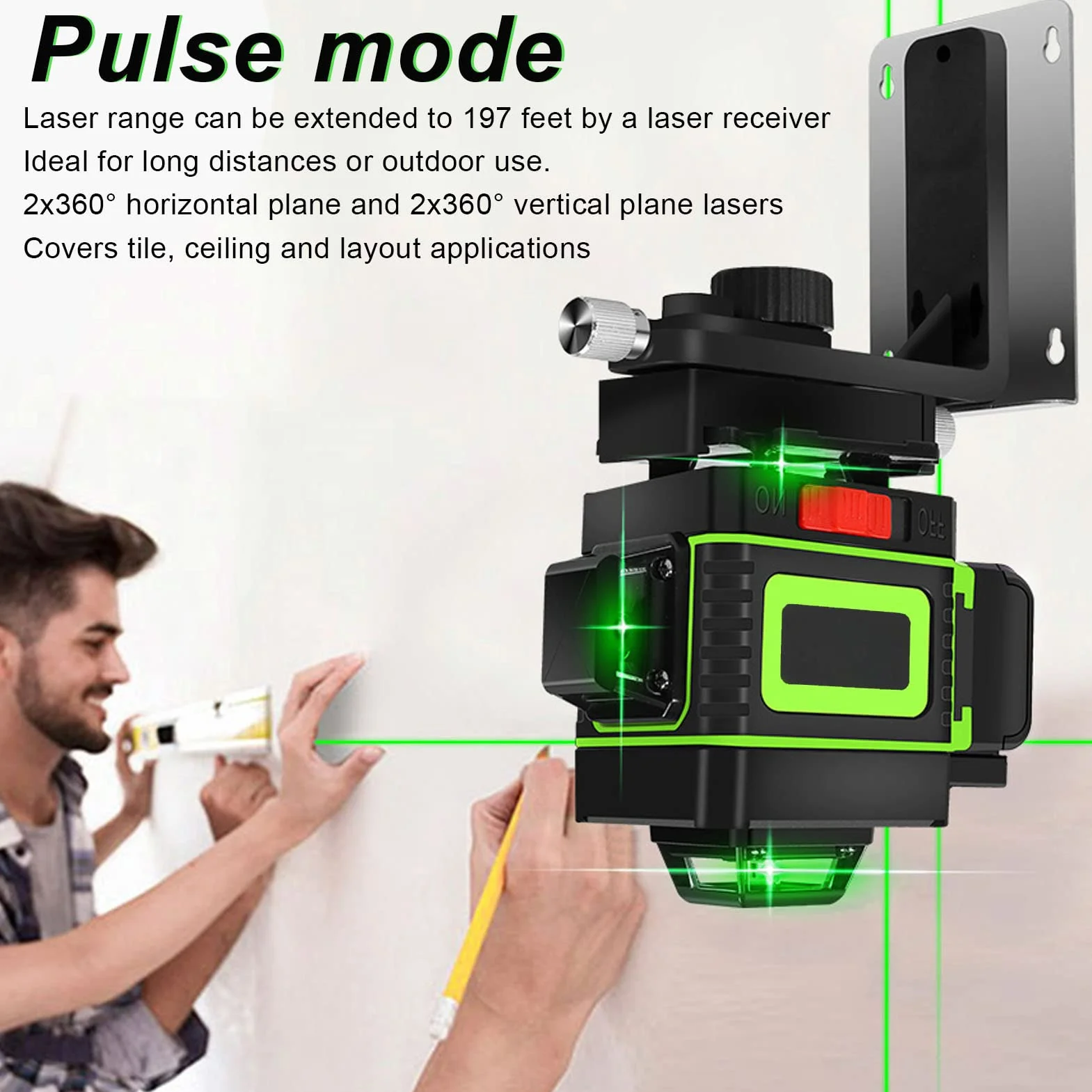 Zielony Poziom Lasera, 82 Stopy 16 Linii 4D 4x360 ° Dokładny Samopoziomujący Zewnętrzny Zielony Poziom Lasera Krzyżowego, Profesjonalny Samopoziomujący Poziom Lasera Narzędzie