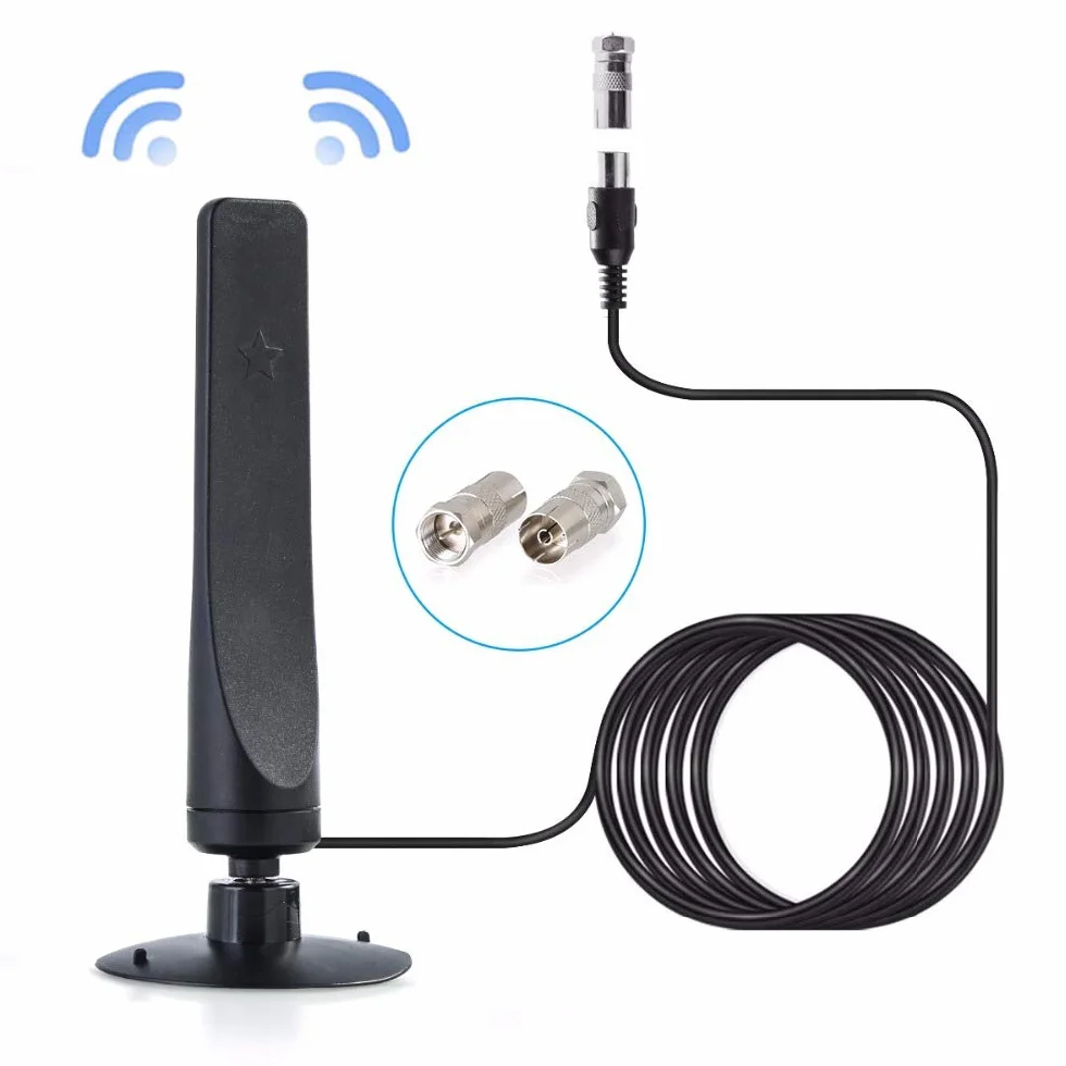 DollaTek Wewnątrz/zewnętrzna antena telewizyjna HD, wysoki zysk, wzmocniona, cyfrowa, łatwa w instalacji, odpowiednia do telewizora DVB-T2 Home/Car TV, zasięg 50 mil