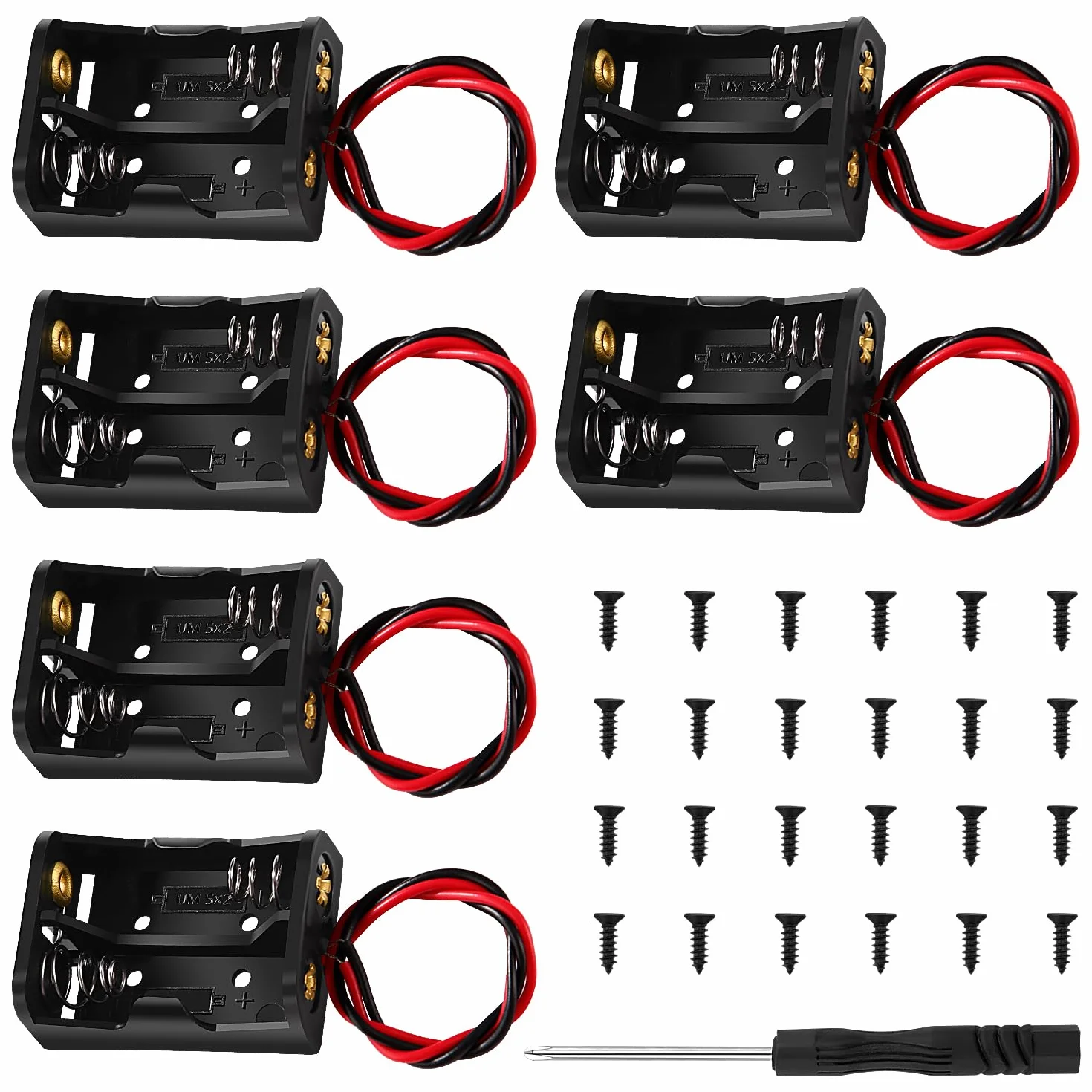 Pojemnik na Baterie A23 12V 24V 6 Sztuk Uchwyt na Baterię 2×12V 23A z Przewodami Plastikowy