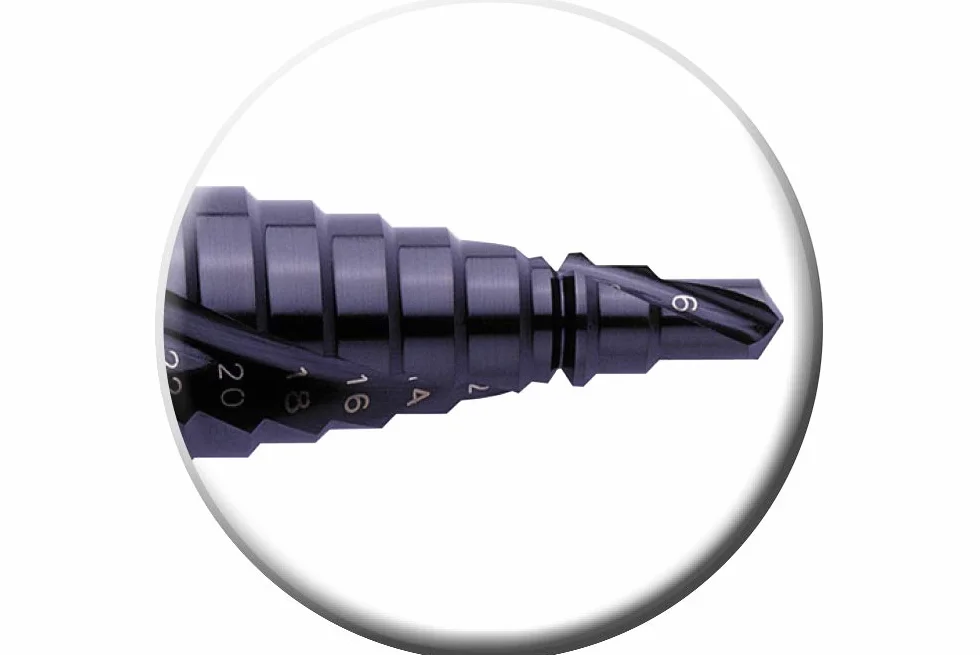 Exact 07023 wiertło stopniowe, Ø 6-30 mm, spiralna nita, HSS, TiAlN, ROTASTOP