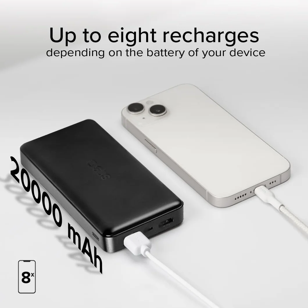 SBS PowerBank 20K SLIM 20000mAh Power Bank Szybkie Ładowanie USB-C USB-A Czarny