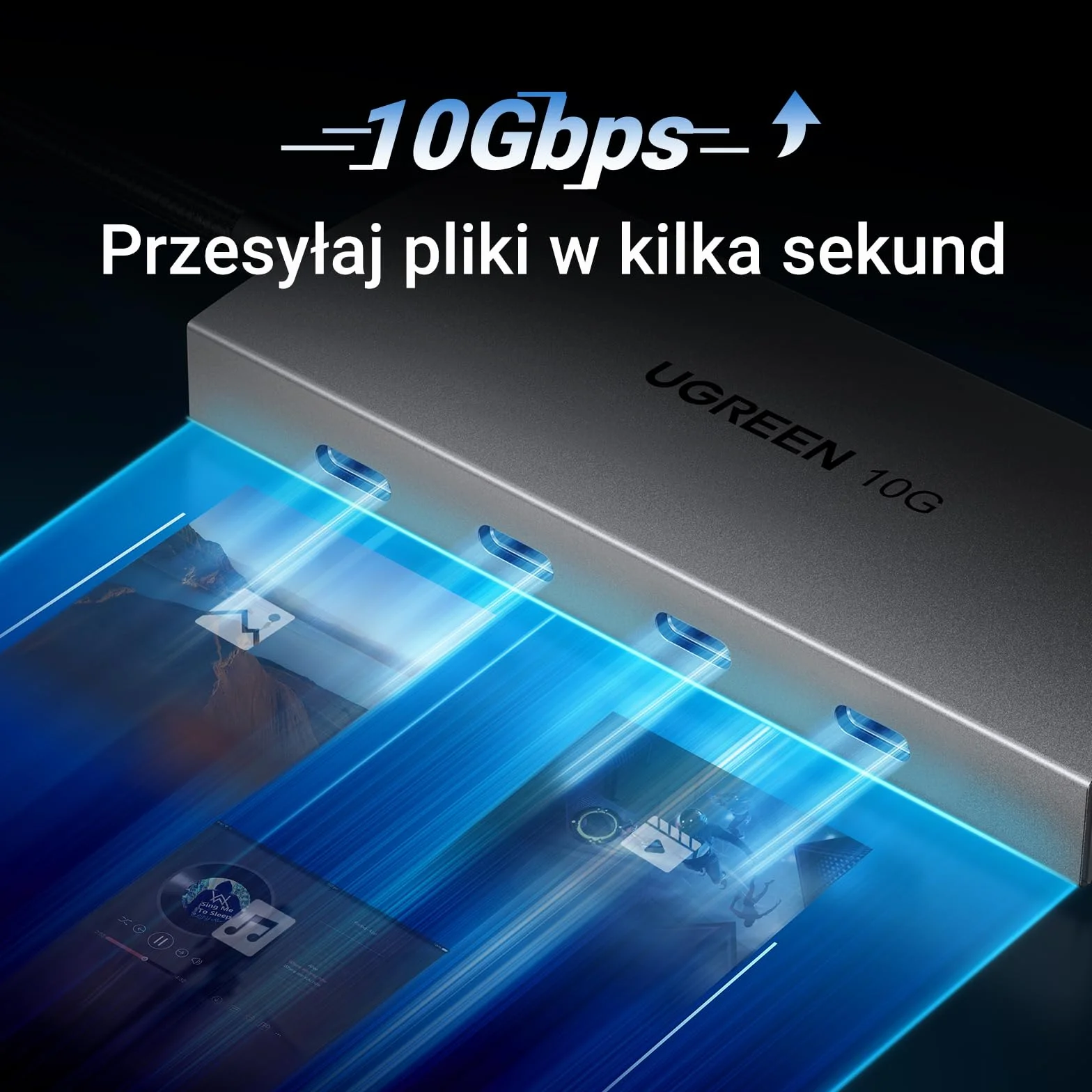 UGREEN koncentrator USB-C 4-portowy adapter USB 3.2 10 Gbps do MacBook Pro iMac iPad Pro Chromebook Galaxy S23