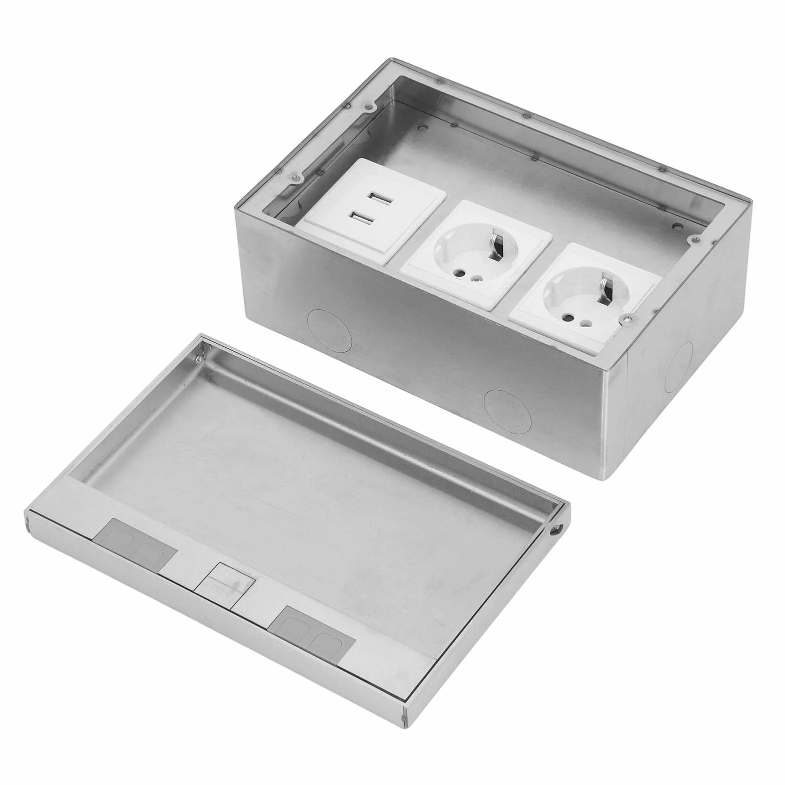 Generic Wodoodporny Zestaw Wpuszczanych Podłogowych Pudełek Wylotowych ze Stali Nierdzewnej do Marmuru z Bezpiecznym Uszczelnieniem, Materiałem Odpornym na erozję do Biur i Majsterkowania
