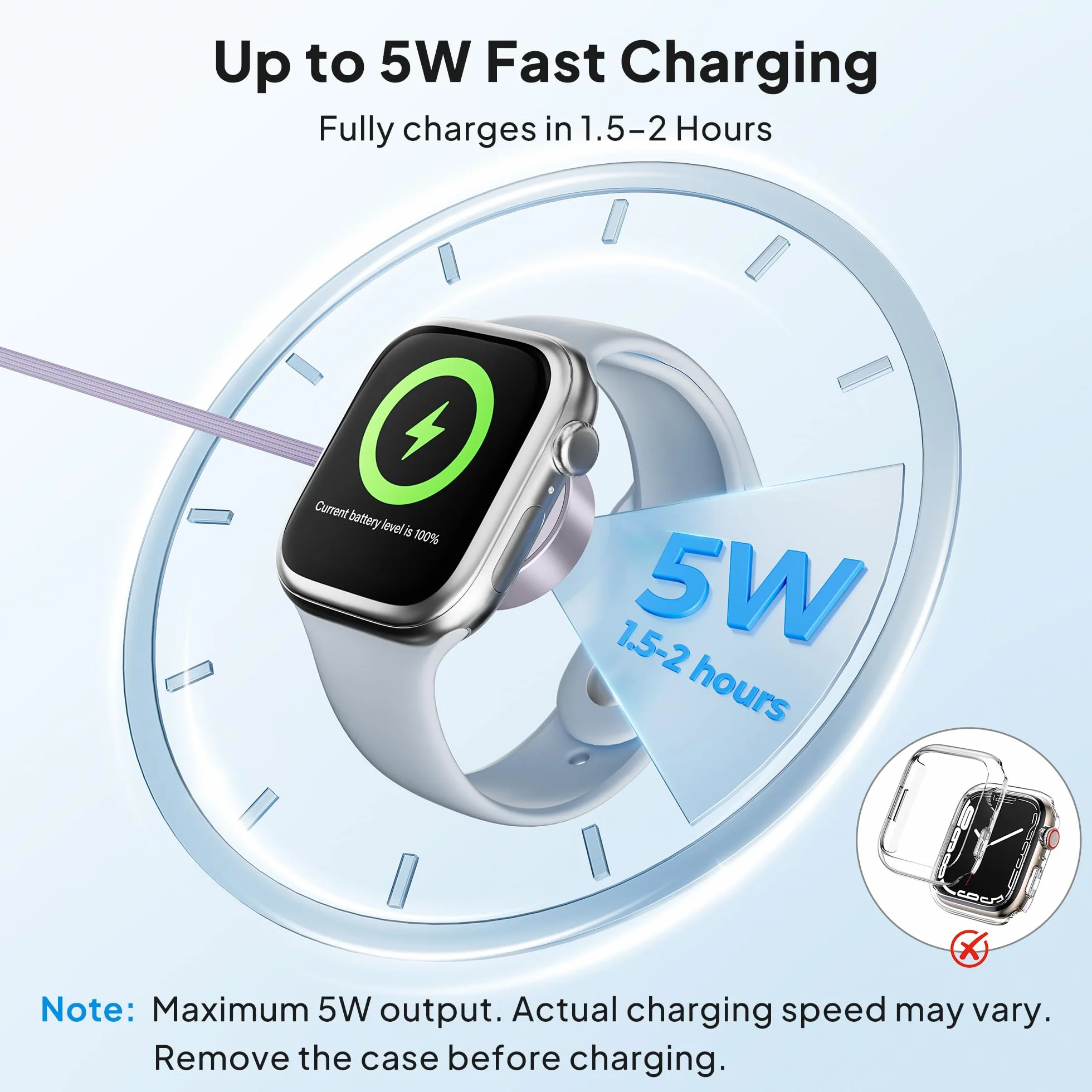 Elebase Apple Watch Ultra 3 ładowarka,5W Magnetyczna Apple Watch Charger z kabel USB C 1,2 m szybkiego ładowania i adapterem USB A,przenośna bezprzewodowa Typ C do iWatch Series 11 10 9 8 7 6 5 4,SE