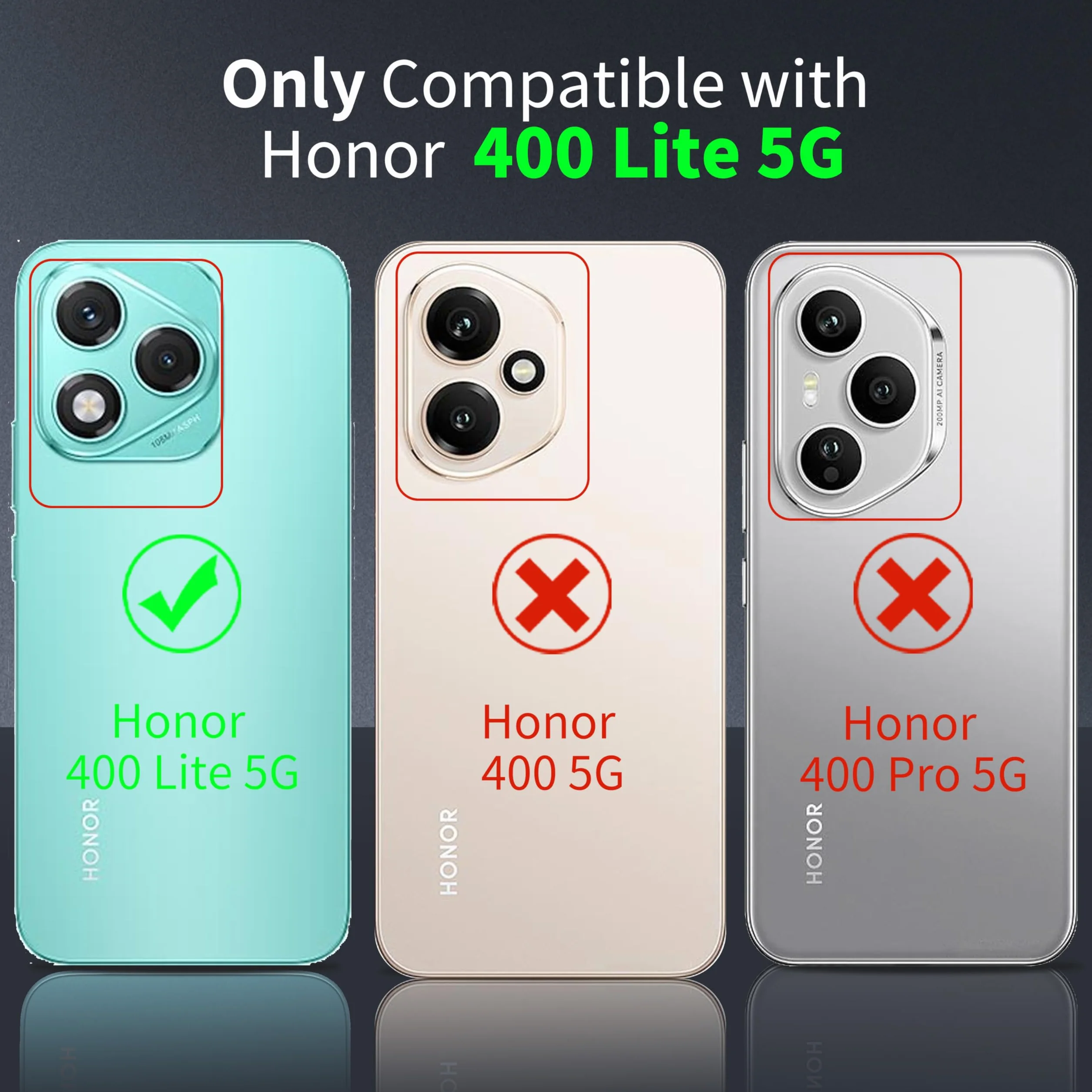 Etui 3 w 1 i szkło hartowane do Honor 400 Lite, TPU Ultra cienka, odporna na wstrząsy obudowa ochronna