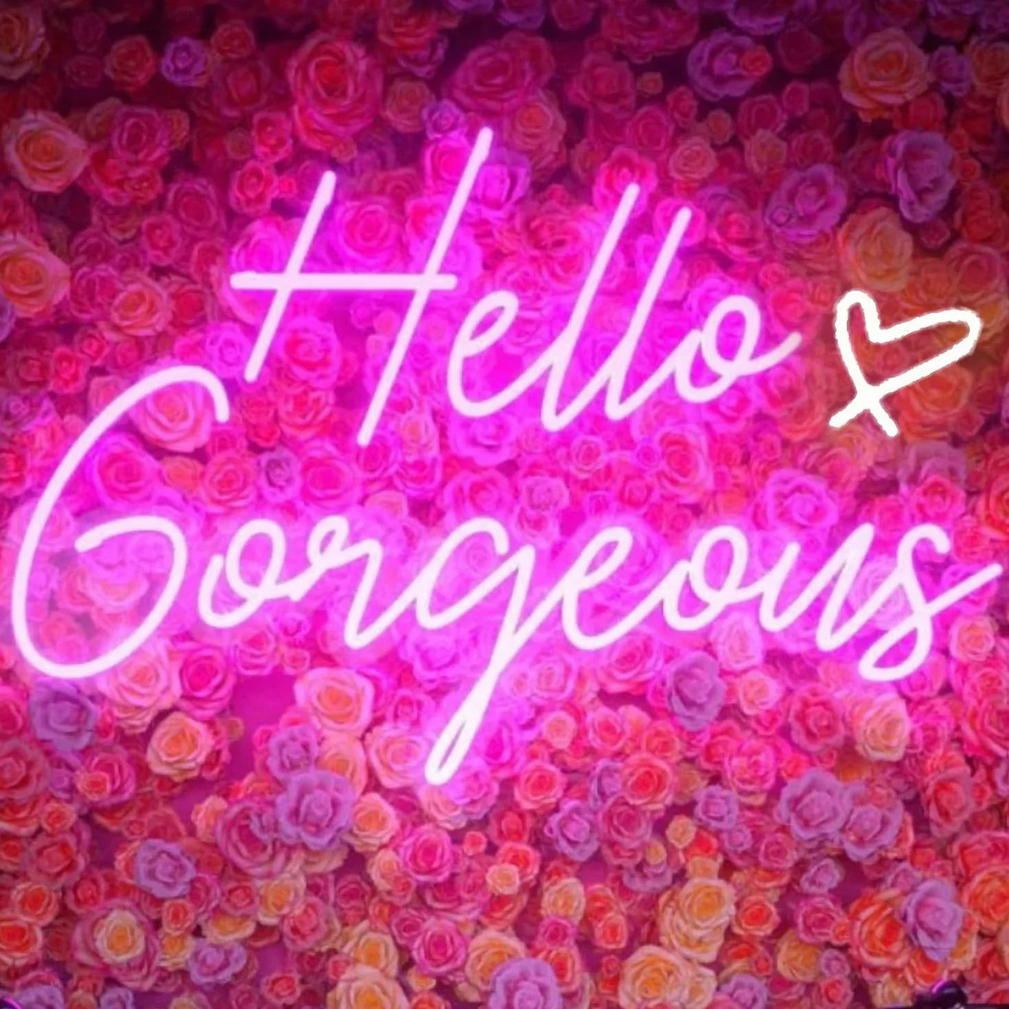 Hello Gorgeous neonowy znak Hello Beautiful różowy neonowe światła LED do domu, na ślub, urodziny, wieczór panieński, z przełącznikiem ściemnianym (5 V, 16,5 x 10,15 cm)