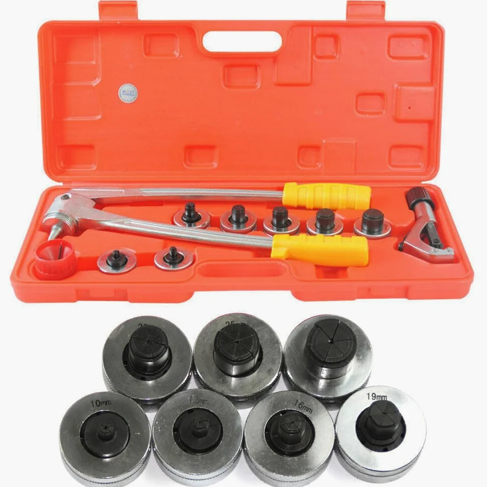 Zestaw szczypiec do rur 10-28 mm, szczypce do rur z 7 głowicami poszerzającymi, do cięcia rur z tworzywa sztucznego, do miedzi, aluminium, miękkich metali