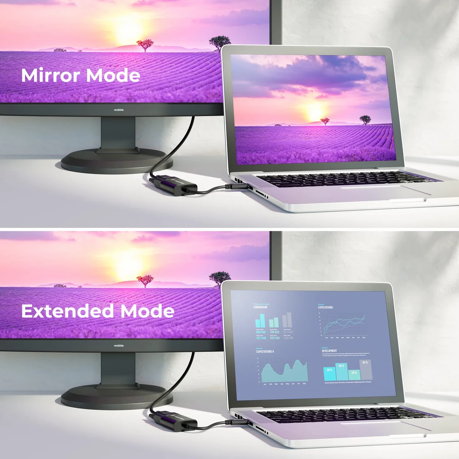 deleyCON Konwerter USB C na VGA 1200p Dual WUXGA Męski Żeński Czarny