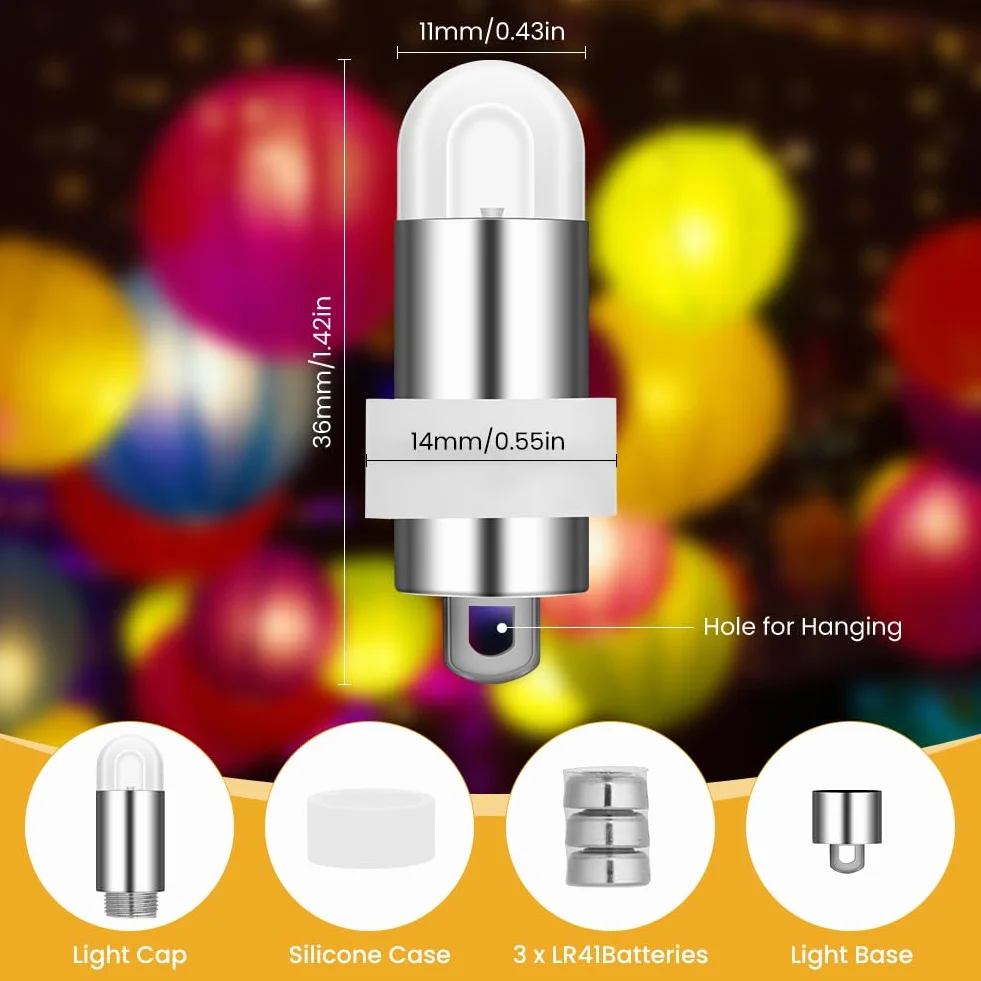 AUAUY Mini lampki LED do balonów, 30 sztuk, zasilane bateriami, wodoszczelne, do papierowych latarni, balonów, na Boże Narodzenie, Halloween, wesela, urodziny, festiwal, dekoracja (ciepła biel)