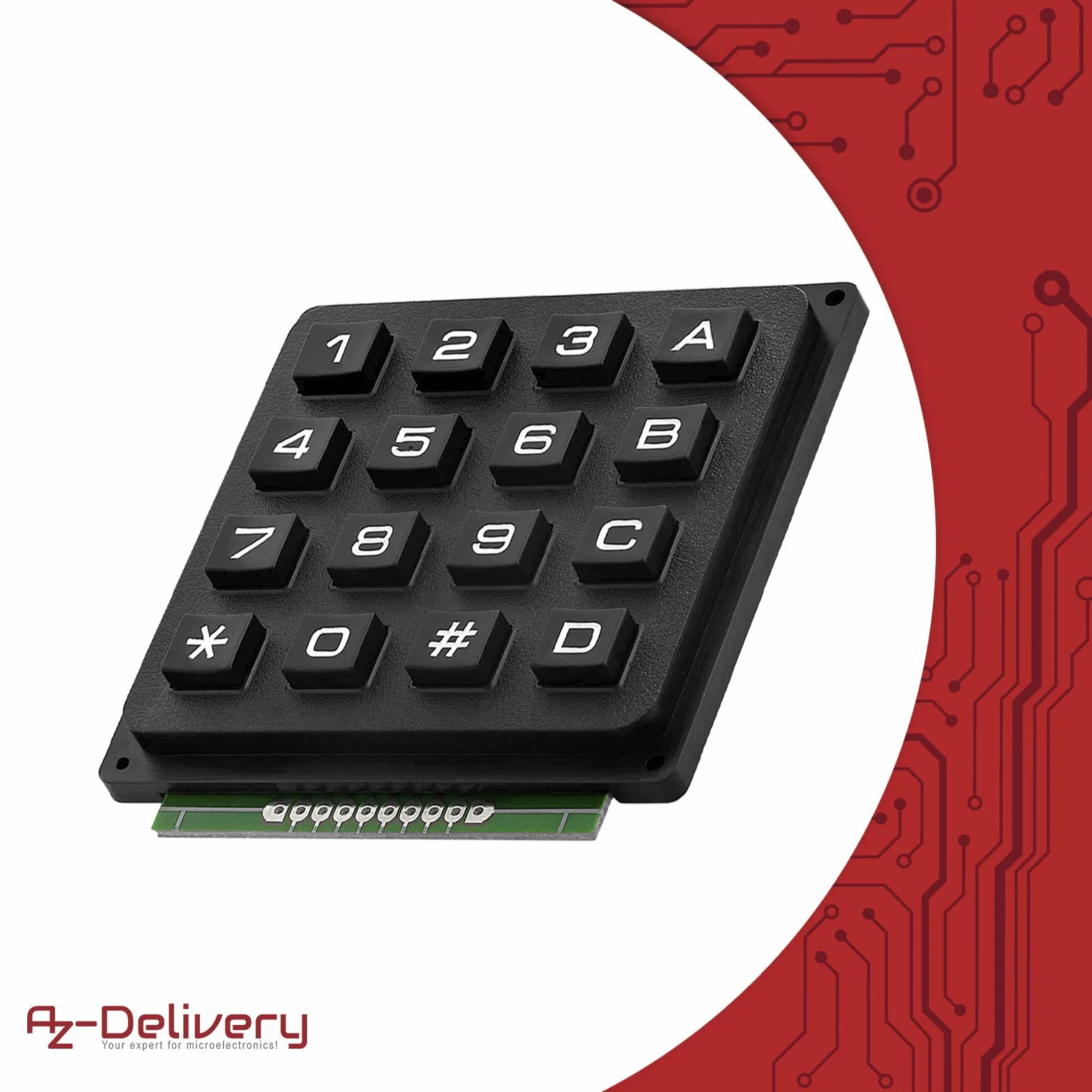 AZDelivery 4x4 Matrix Klawiatura kompatybilna z Arduino i Raspberry Pi